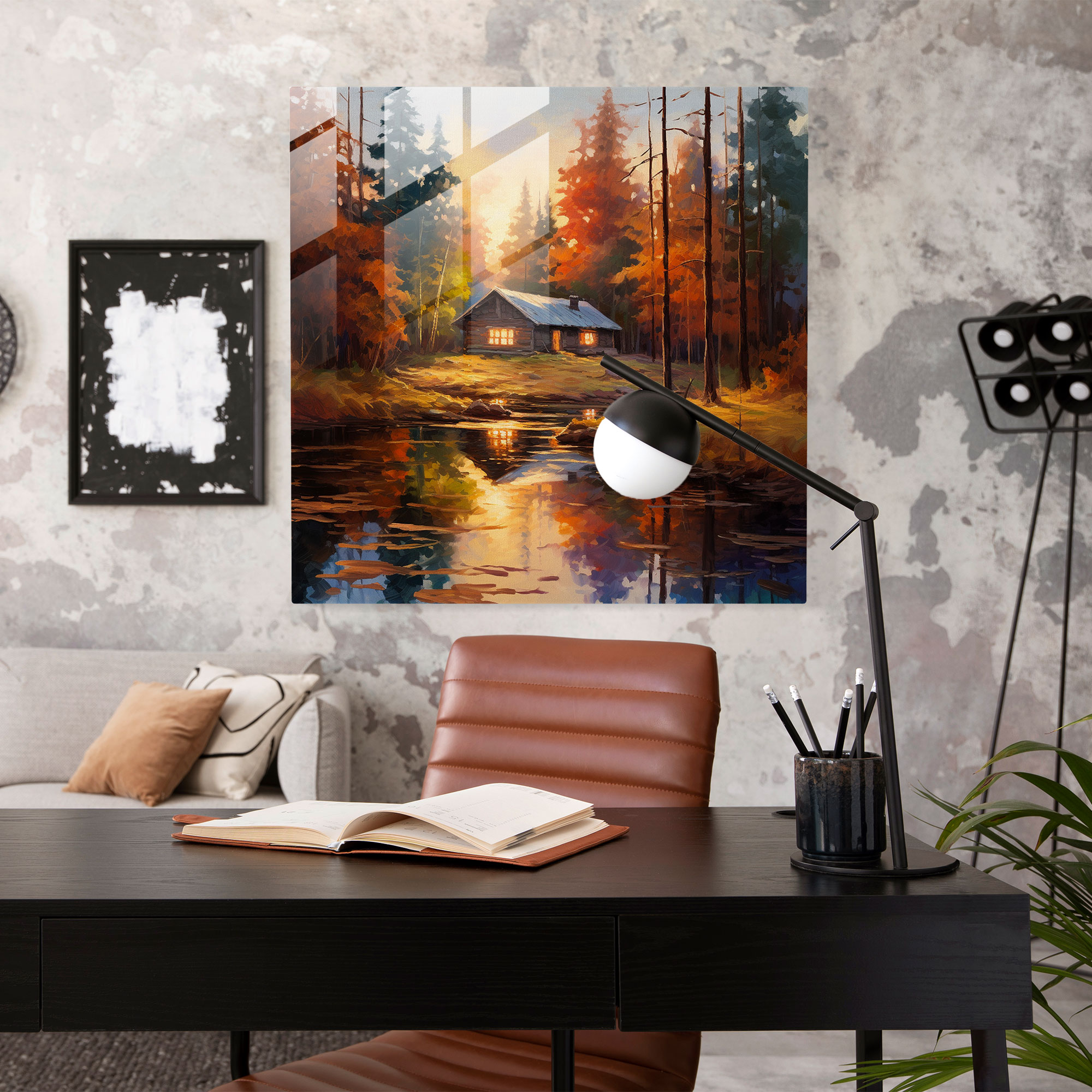 Autumn Haven Glass Print - Autumn, Home Decoration, Modern Art, Autumn