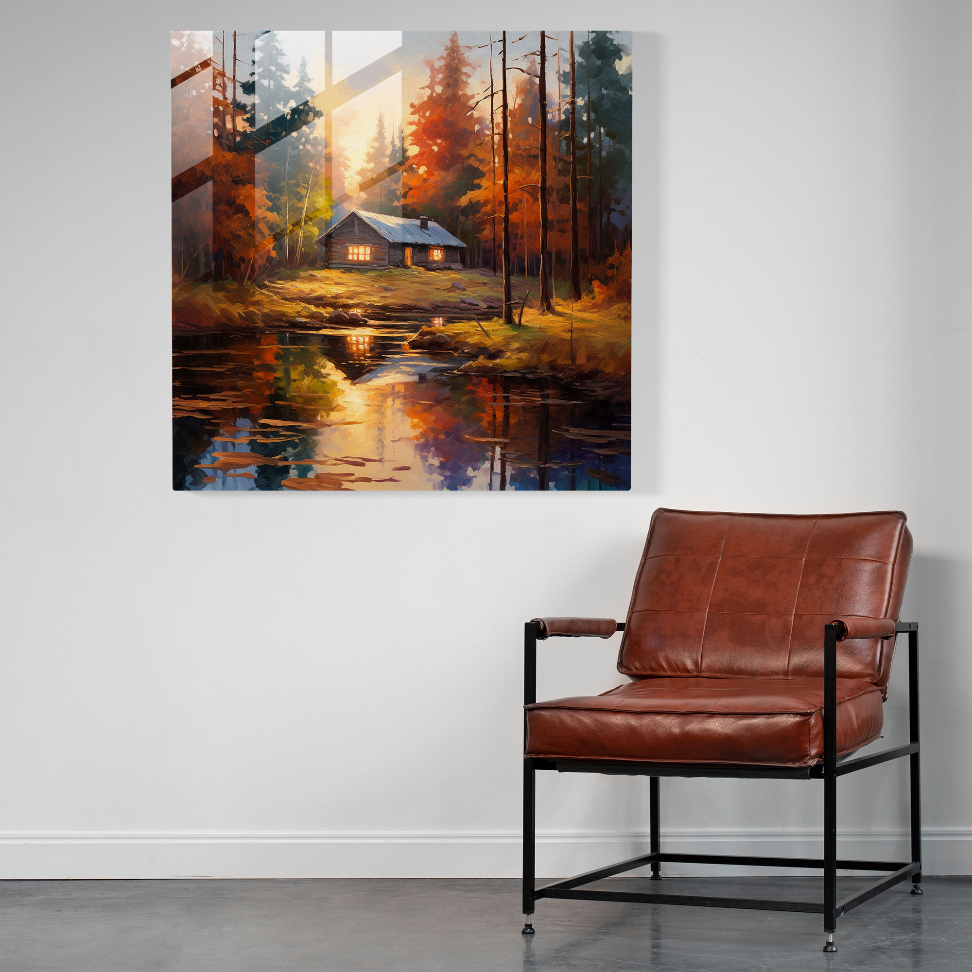 Autumn Haven Glass Print - Autumn, Home Decoration, Modern Art, Autumn