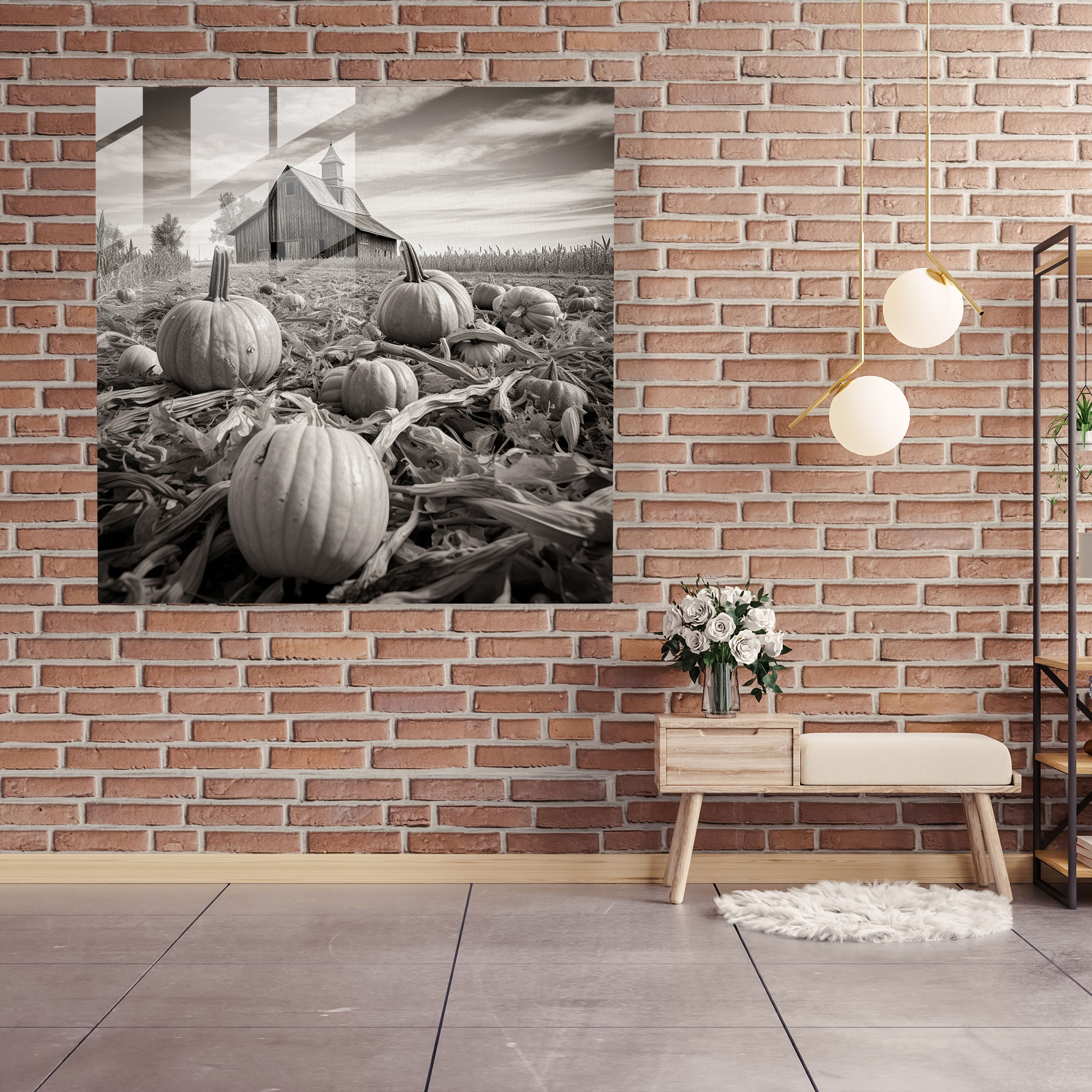 Autumn Harmony Glass Print - Autumn, Glass Print, Monochrome Photograph, Glass Wall Art