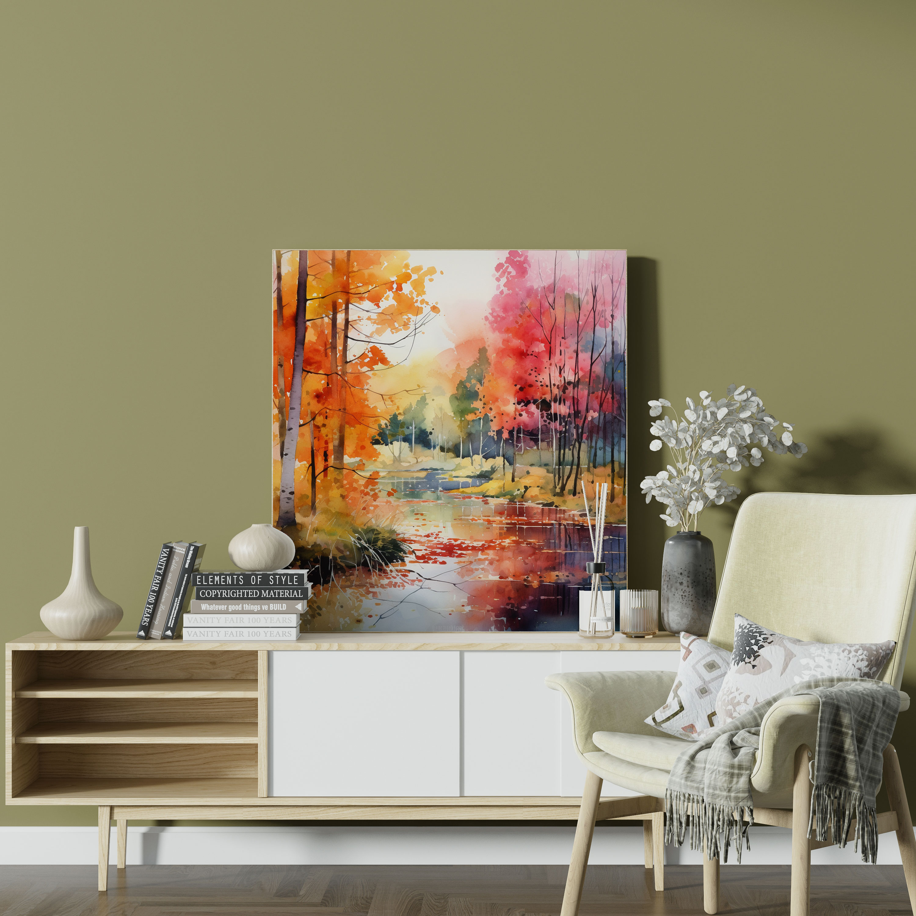 Autumn Canvas Print - Abstract Fall Foliage Wall Art - Autumn, Canvas, Wall Decoration, Watercolor