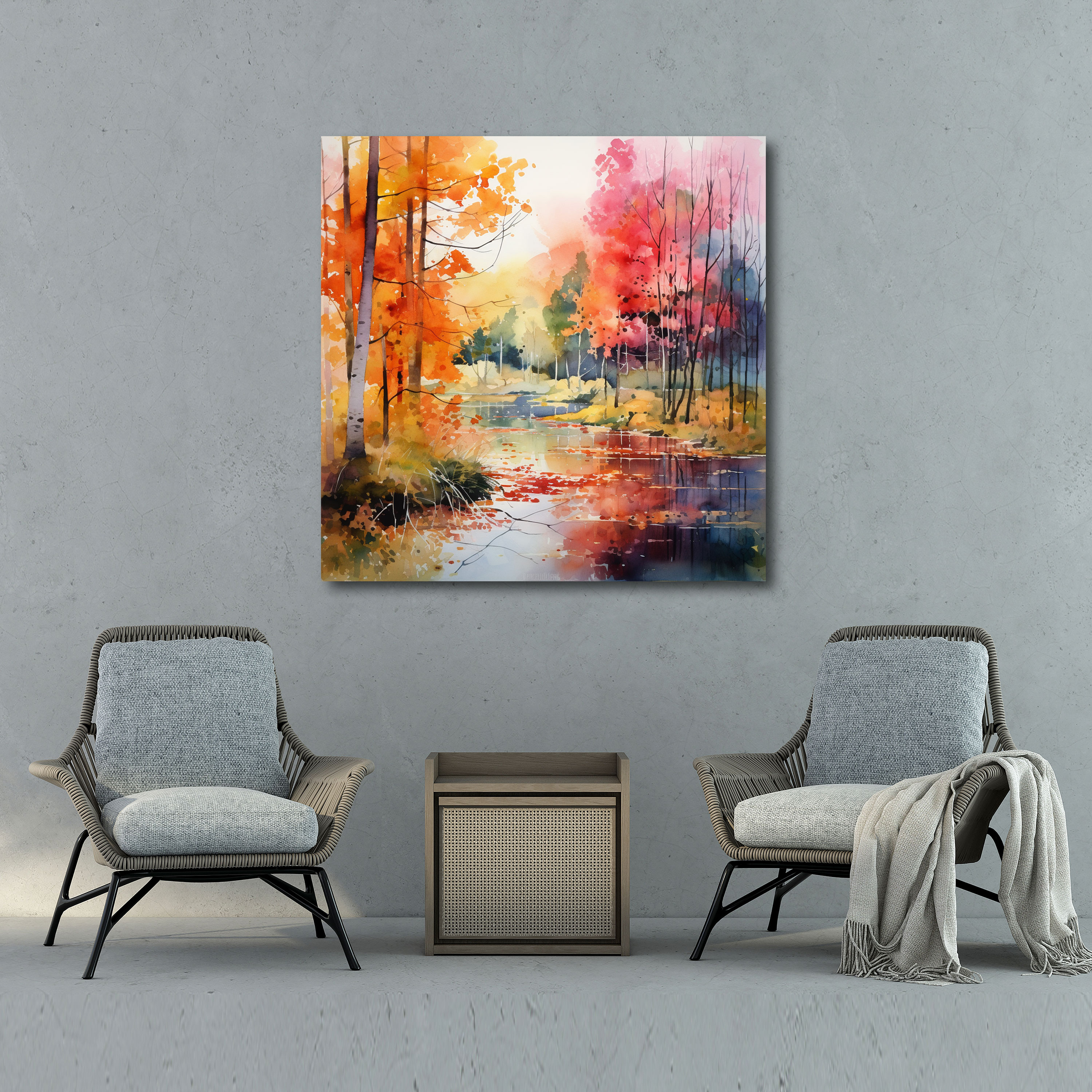 Autumn Canvas Print - Abstract Fall Foliage Wall Art - Autumn, Canvas, Wall Decoration, Watercolor