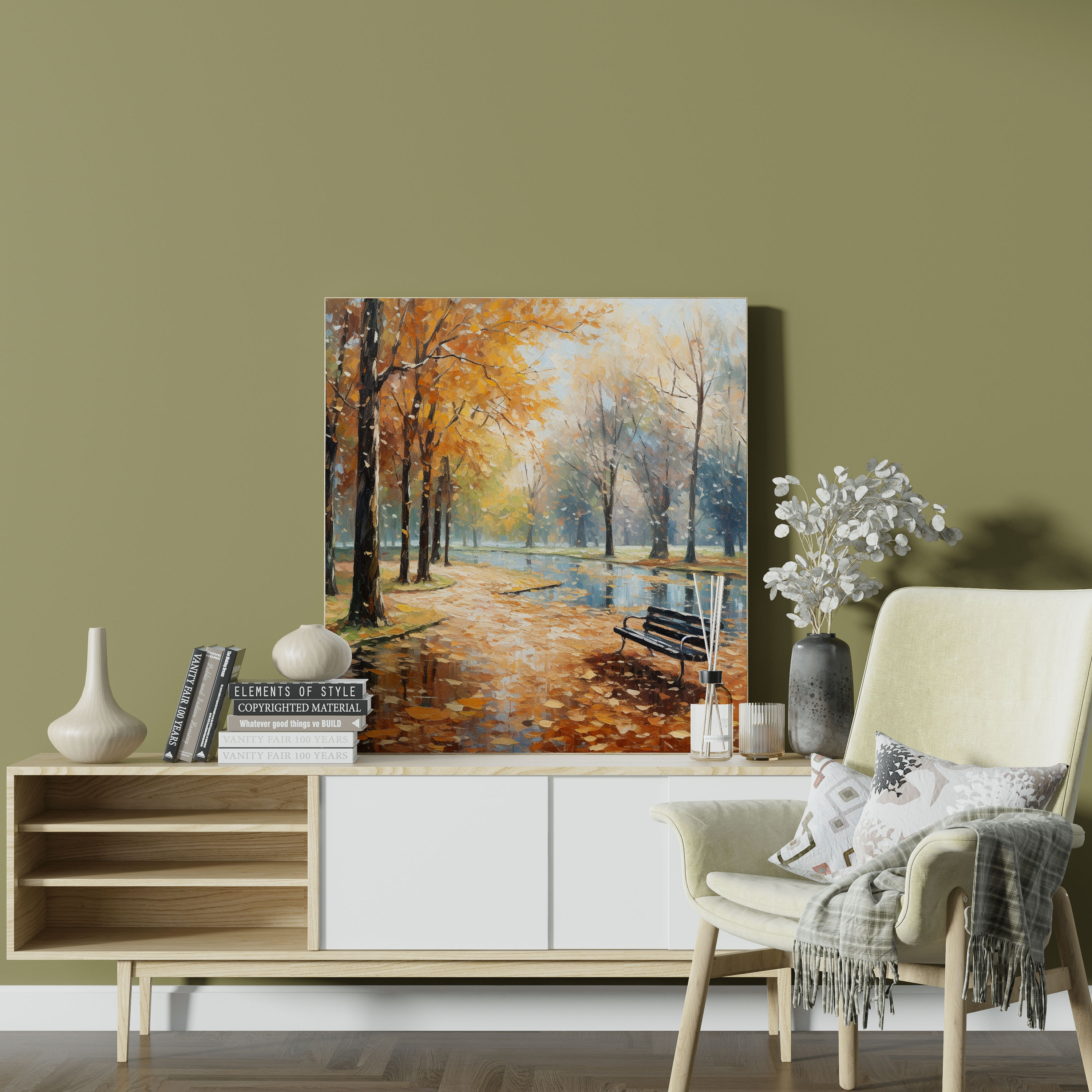 Autumn Wall Art - Impressionist Park Scene Canvas Print - Autumn, Autumn, Impressionist, Home Decoration