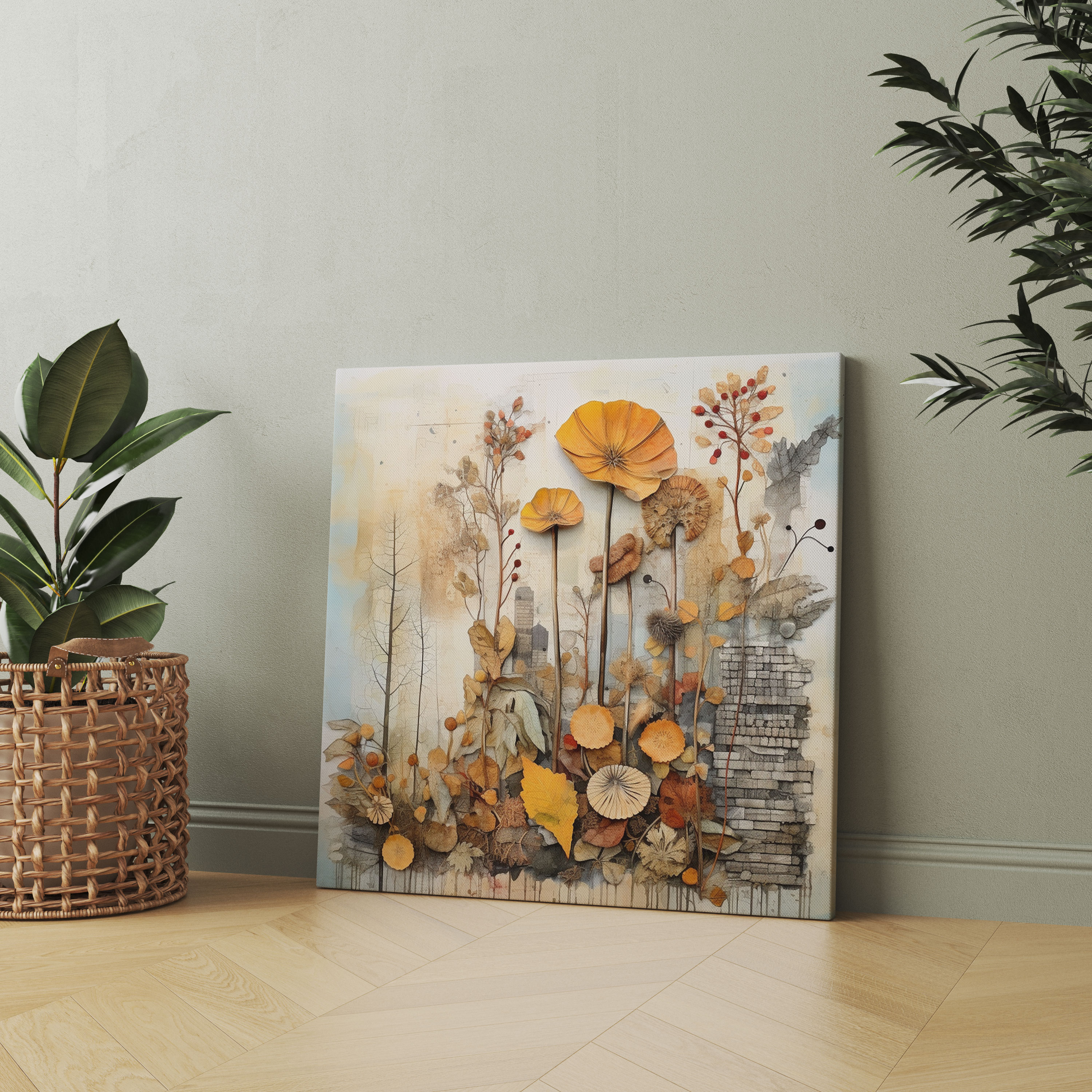 Autumn Wall Decoration - Contemporary Mixed Media Canvas Print - Autumn, Playfulness, Home Decoration, Canvas Print