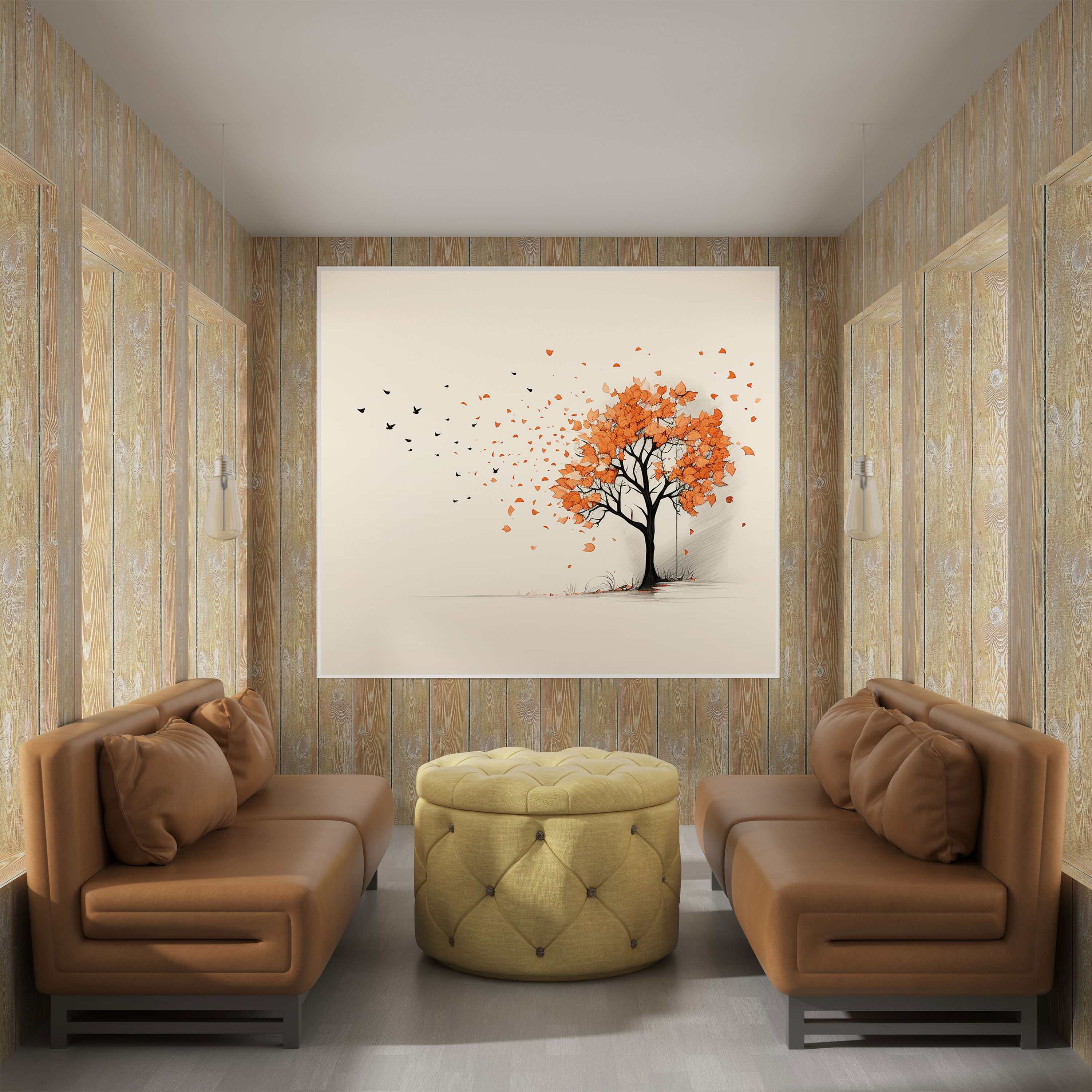 Autumn Wall Art - Minimalist Tree Silhouette Canvas Print - Autumn, Canvas Wall Art, Wall Decoration, Falling Leaves