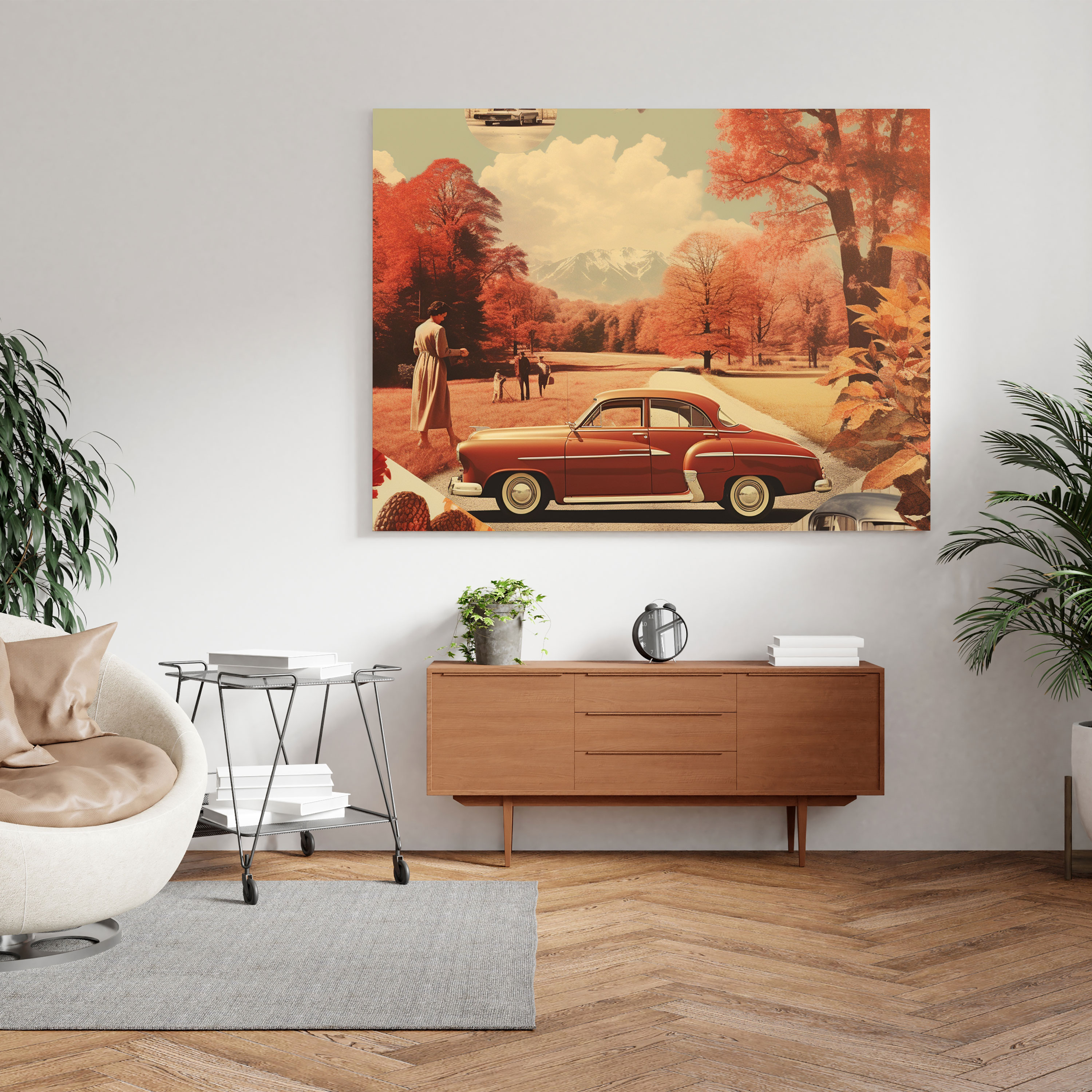 Autumn Wall Decoration - Retro Vintage Photographs Canvas Print - Autumn, Poster Design, Nostalgic Charm, Canvas