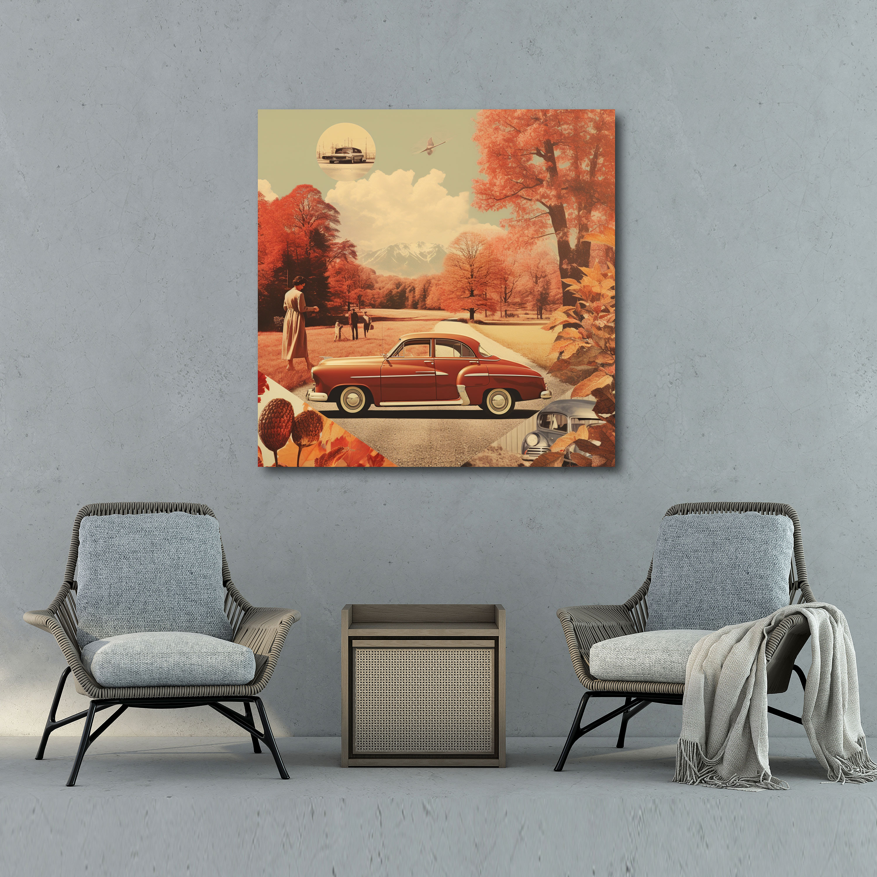 Autumn Wall Decoration - Retro Vintage Photographs Canvas Print - Autumn, Poster Design, Nostalgic Charm, Canvas