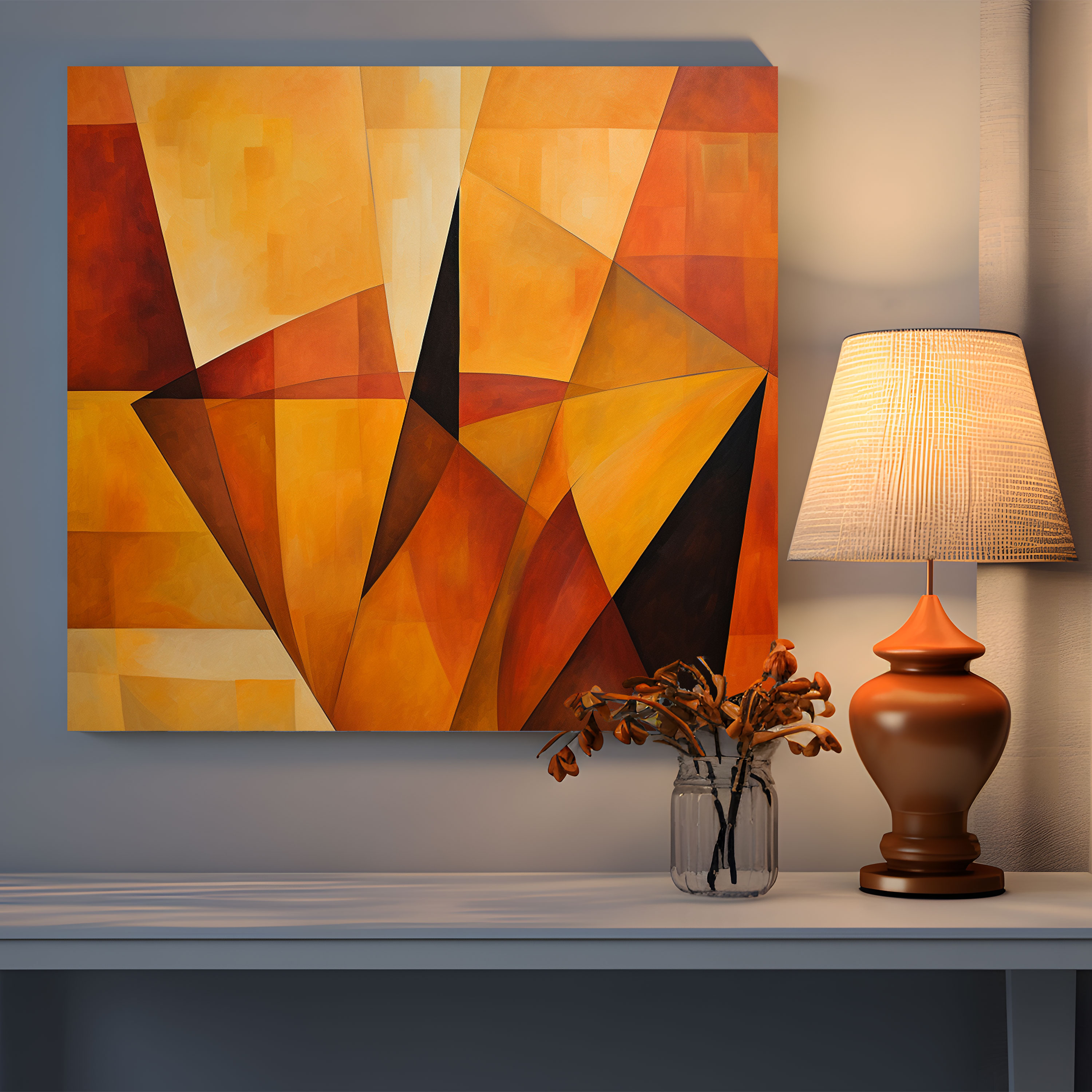 Autumn Wall Decoration - Geometric Abstract Canvas Print - Autumn, Warm Autumn Hues, Canvas Wall Art, Wall Art