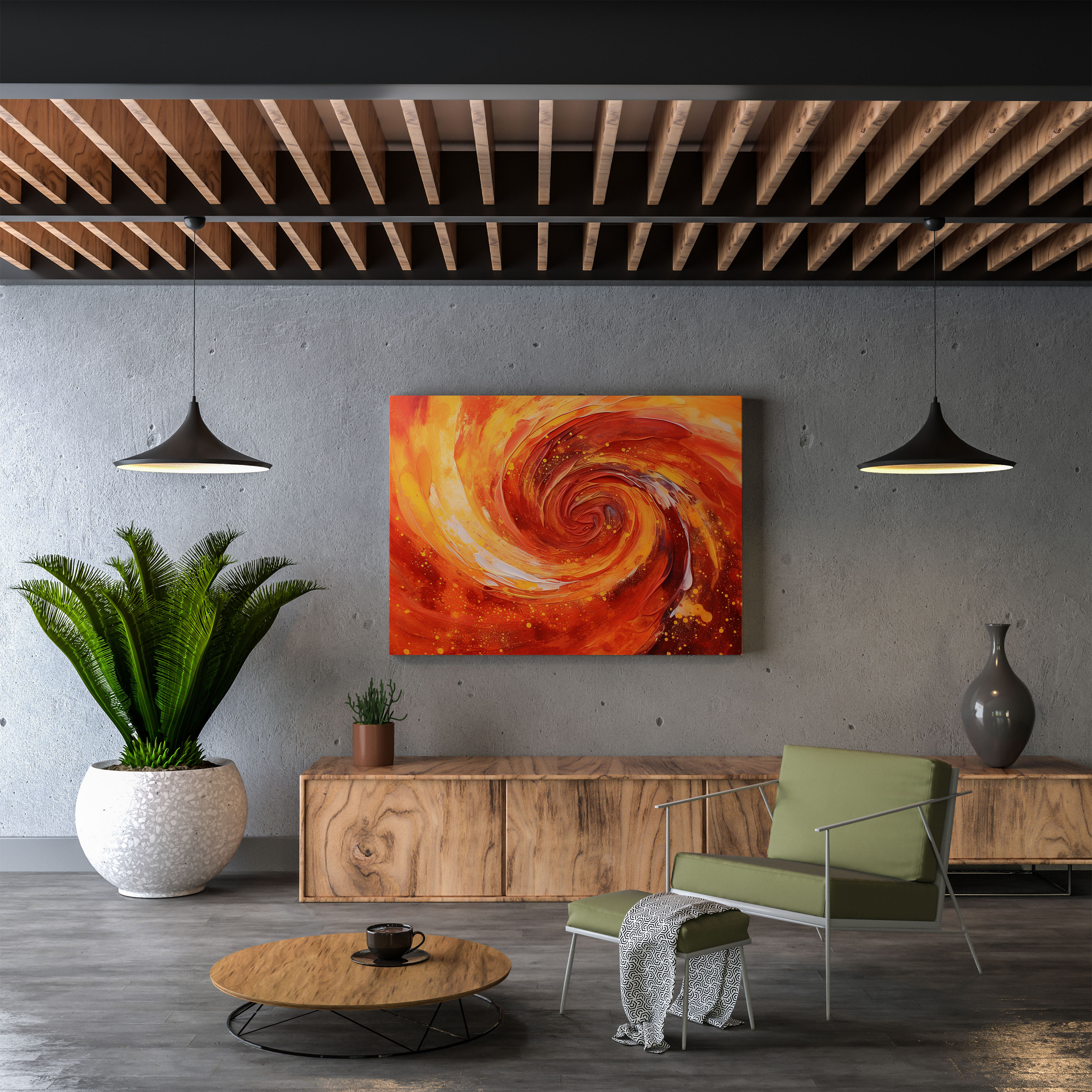 Autumn Wall Art - Abstract Acrylic Painting Canvas Print - Autumn, Swirling Hues, Wall Art, Canvas