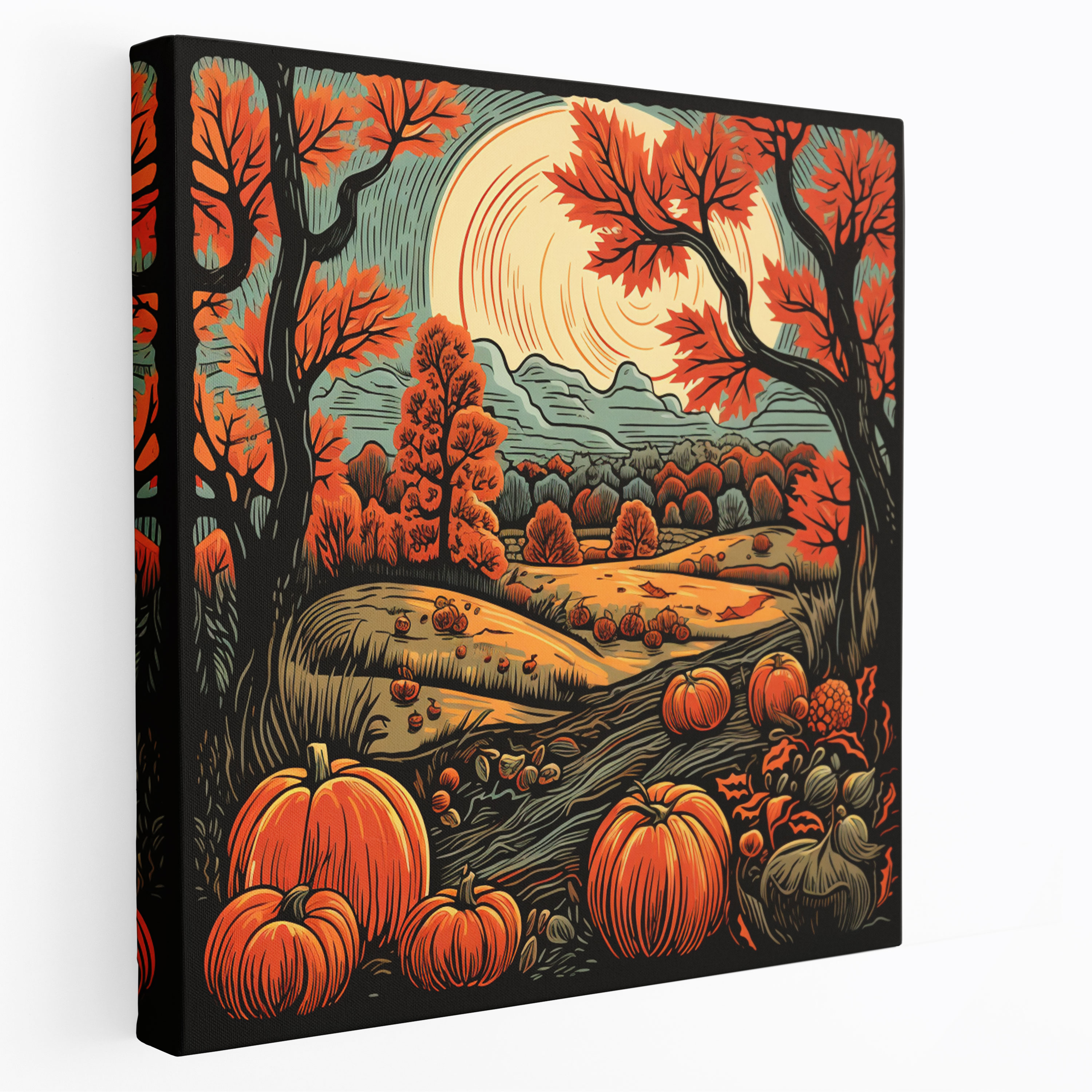 Autumn Wall Decoration - Rustic Harvest Scene Canvas Print - Autumn, Canvas, Home Decoration, Autumn