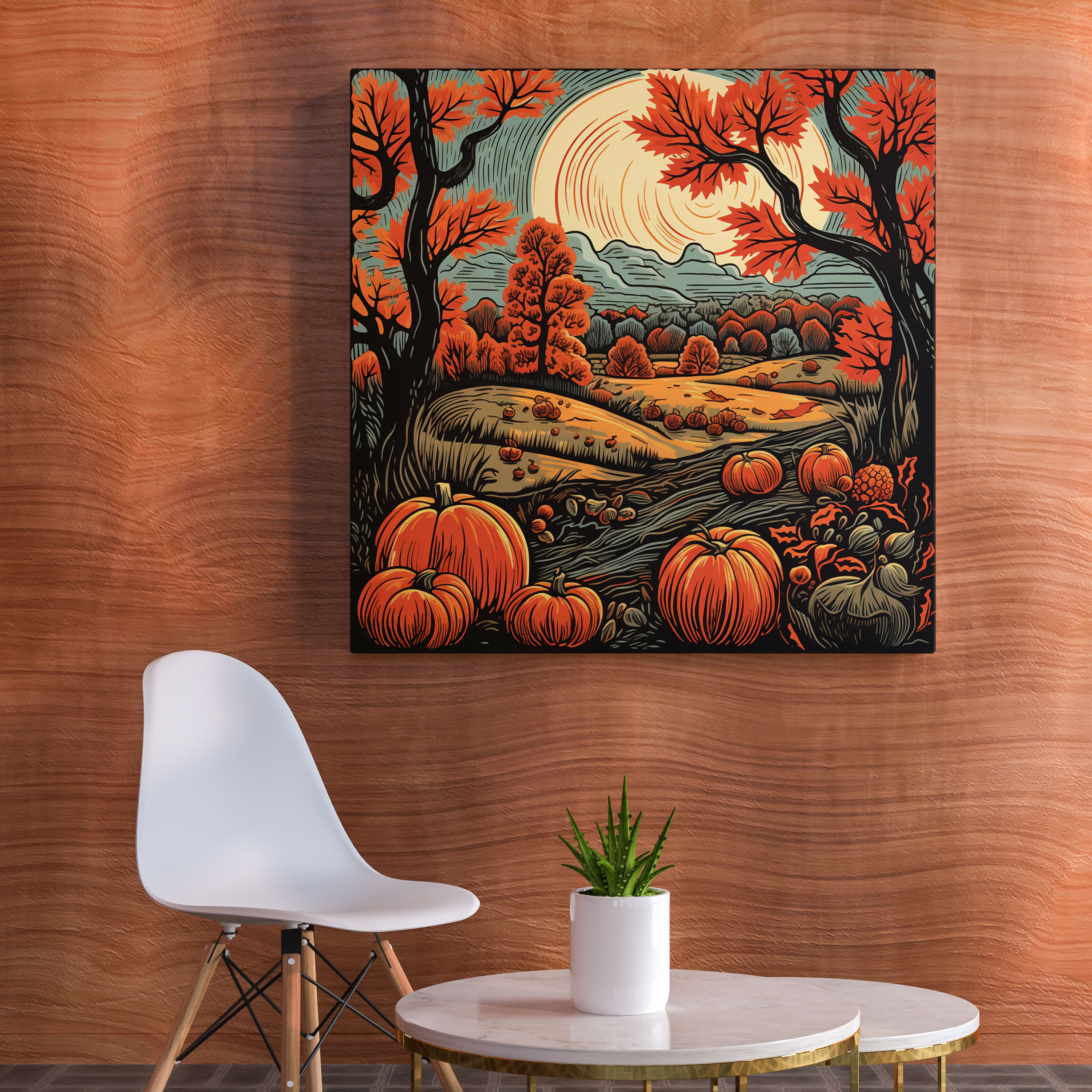 Autumn Wall Decoration - Rustic Harvest Scene Canvas Print - Autumn, Canvas, Home Decoration, Autumn