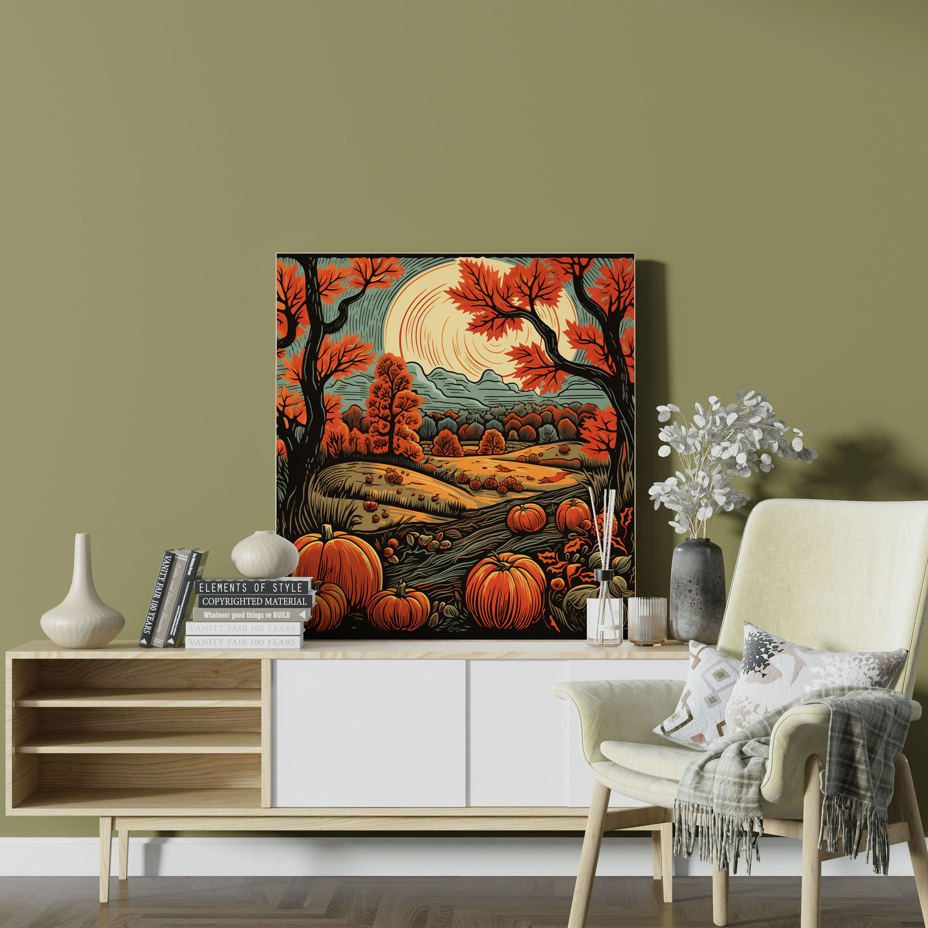 Autumn Wall Decoration - Rustic Harvest Scene Canvas Print - Autumn, Canvas, Home Decoration, Autumn