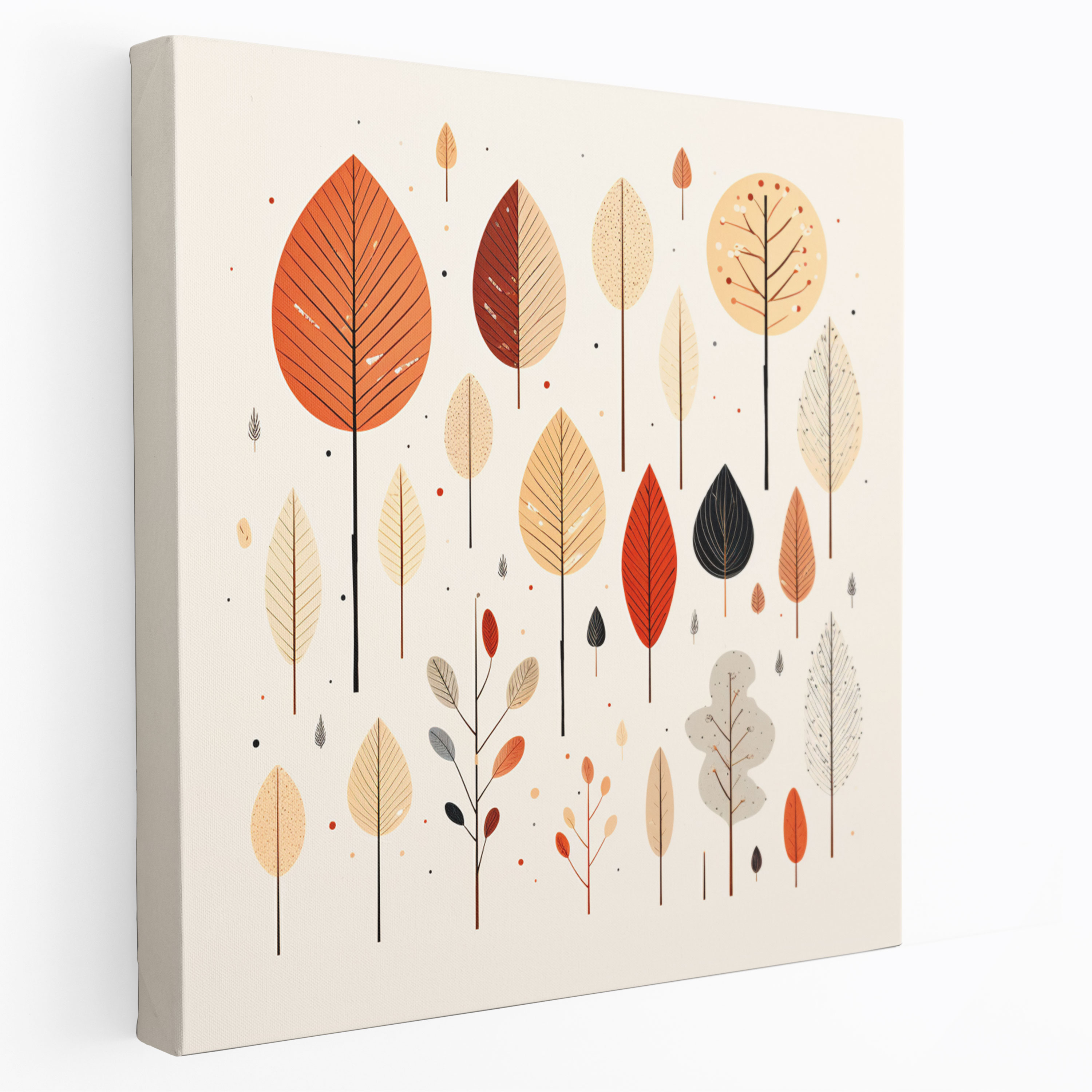 Autumn Wall Art - Minimalist Leaves Line Art Canvas Print - Autumn, Wall Decoration, Canvas Wall Art, Minimalist Line Art