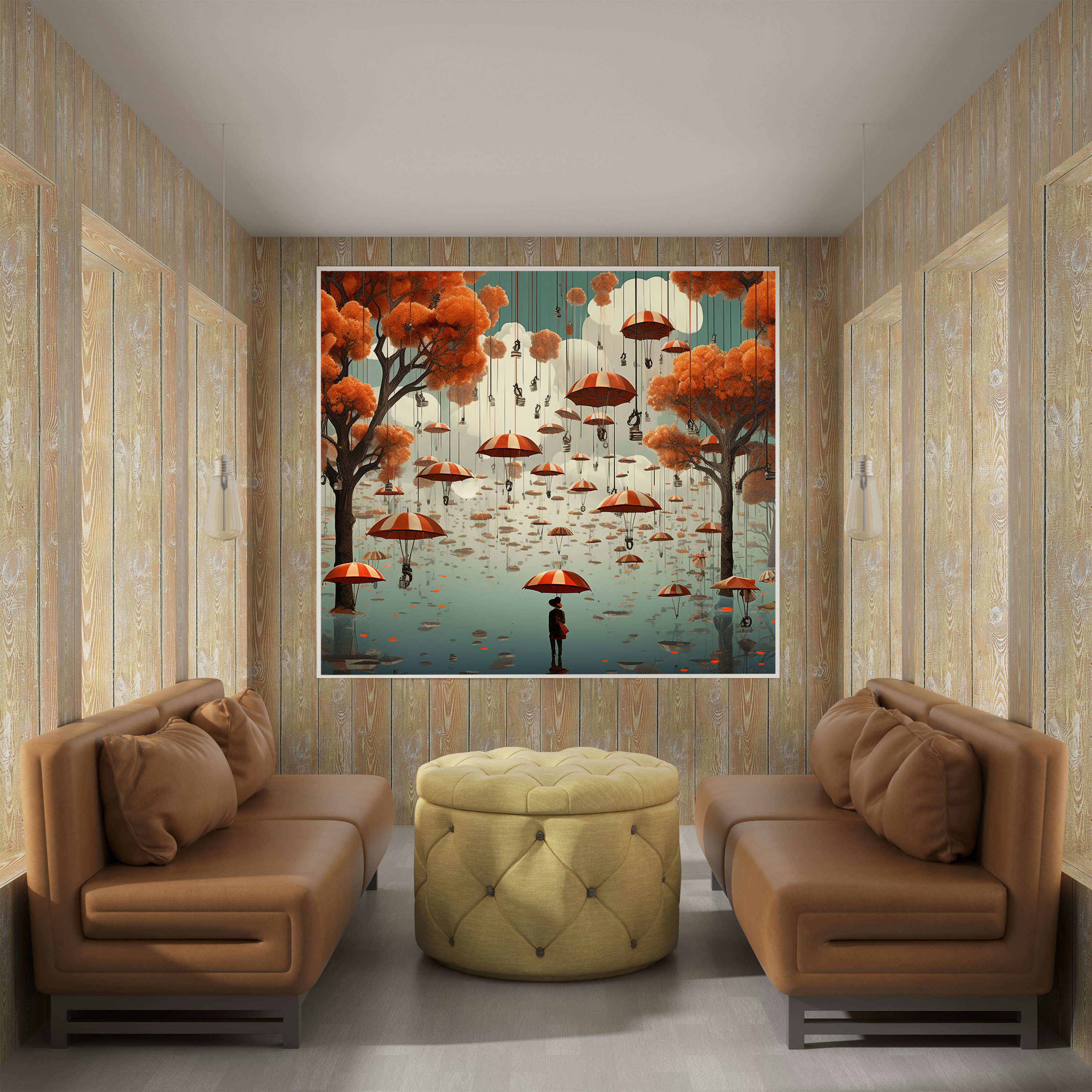 Autumn Canvas Print - Whimsical Umbrella Sky Wall Art - Autumn, Autumn, Wall Decoration, Canvas Wall Art