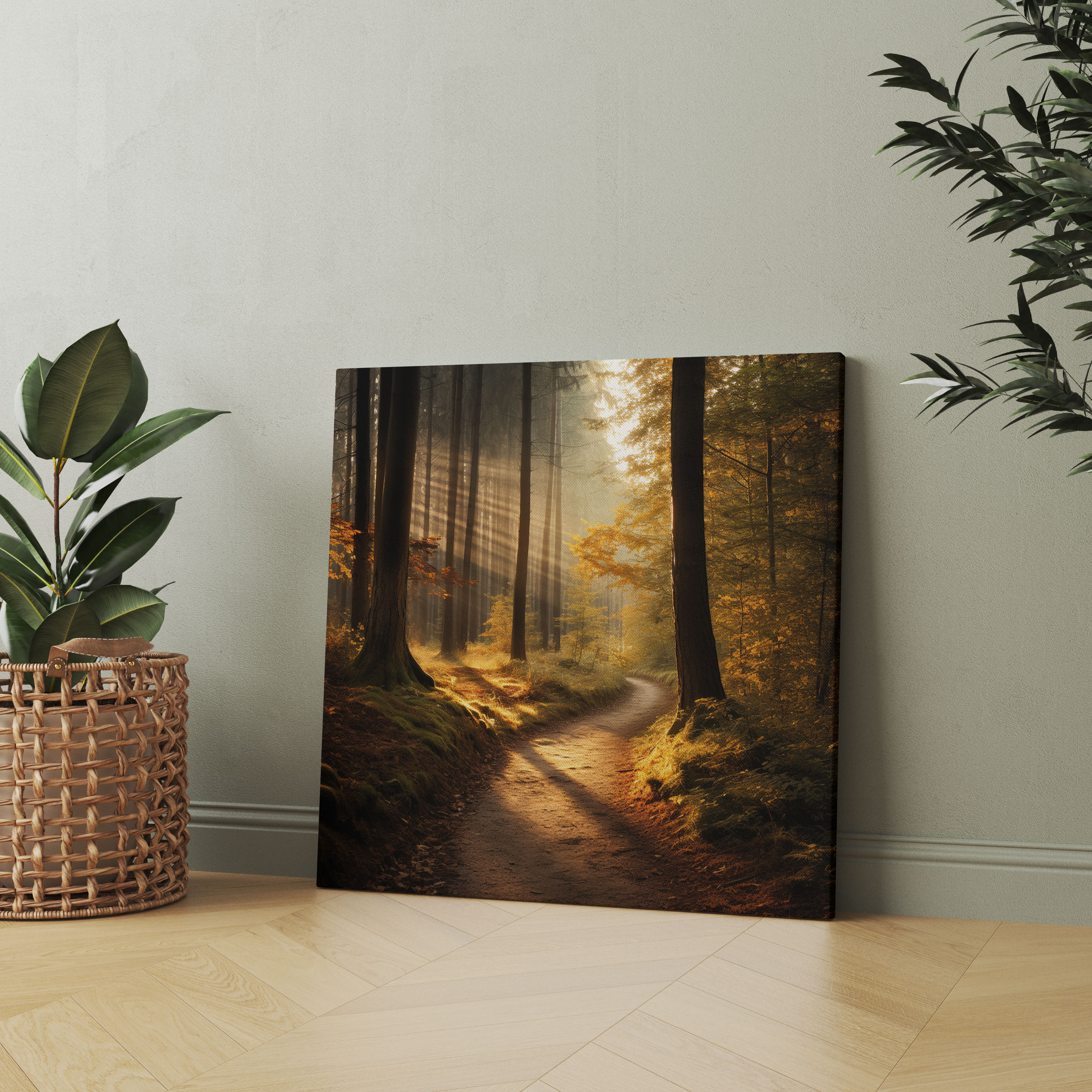 Sunlit Autumn Path Canvas Print - Autumn, Wall Art, Canvas, Wall Decoration