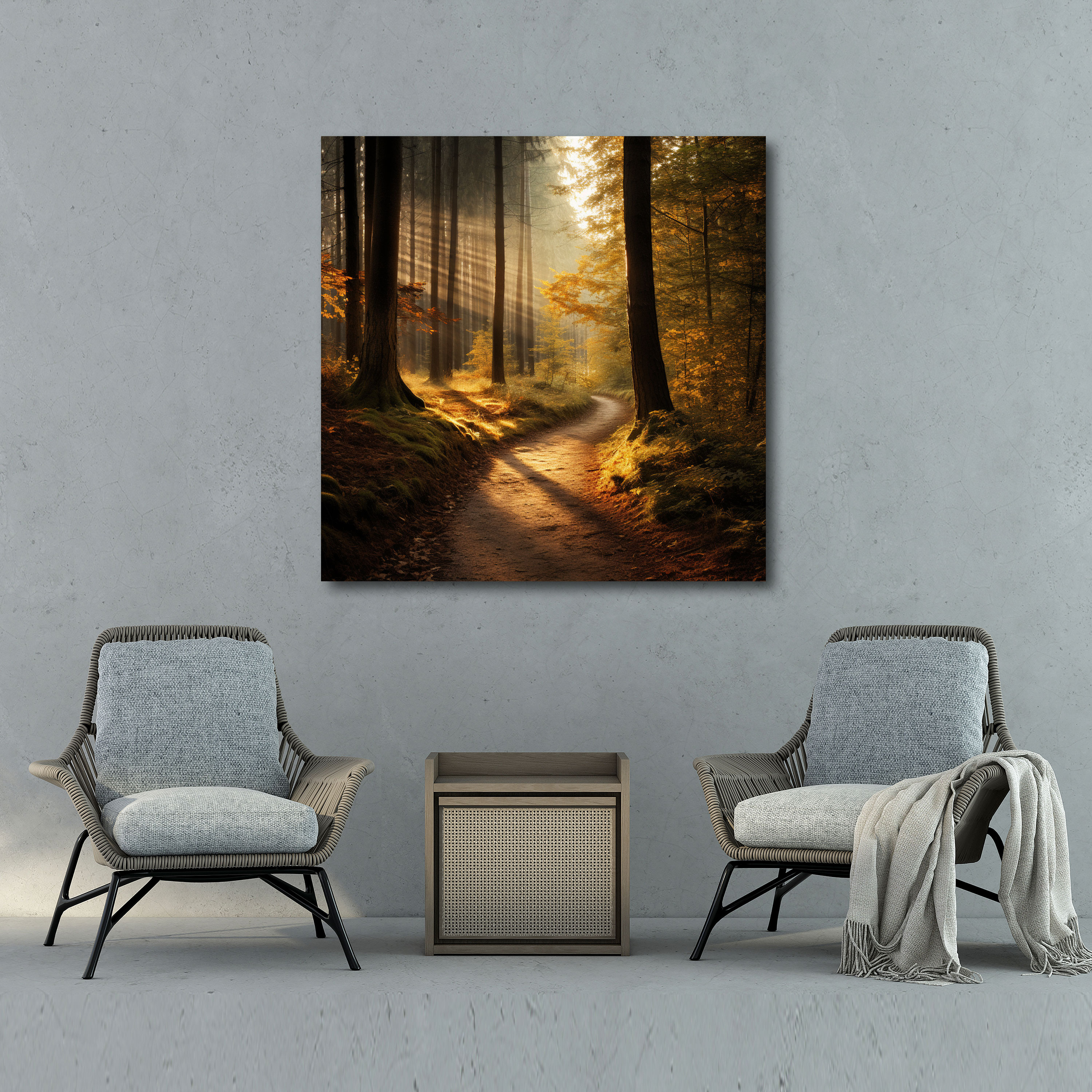 Sunlit Autumn Path Canvas Print - Autumn, Wall Art, Canvas, Wall Decoration