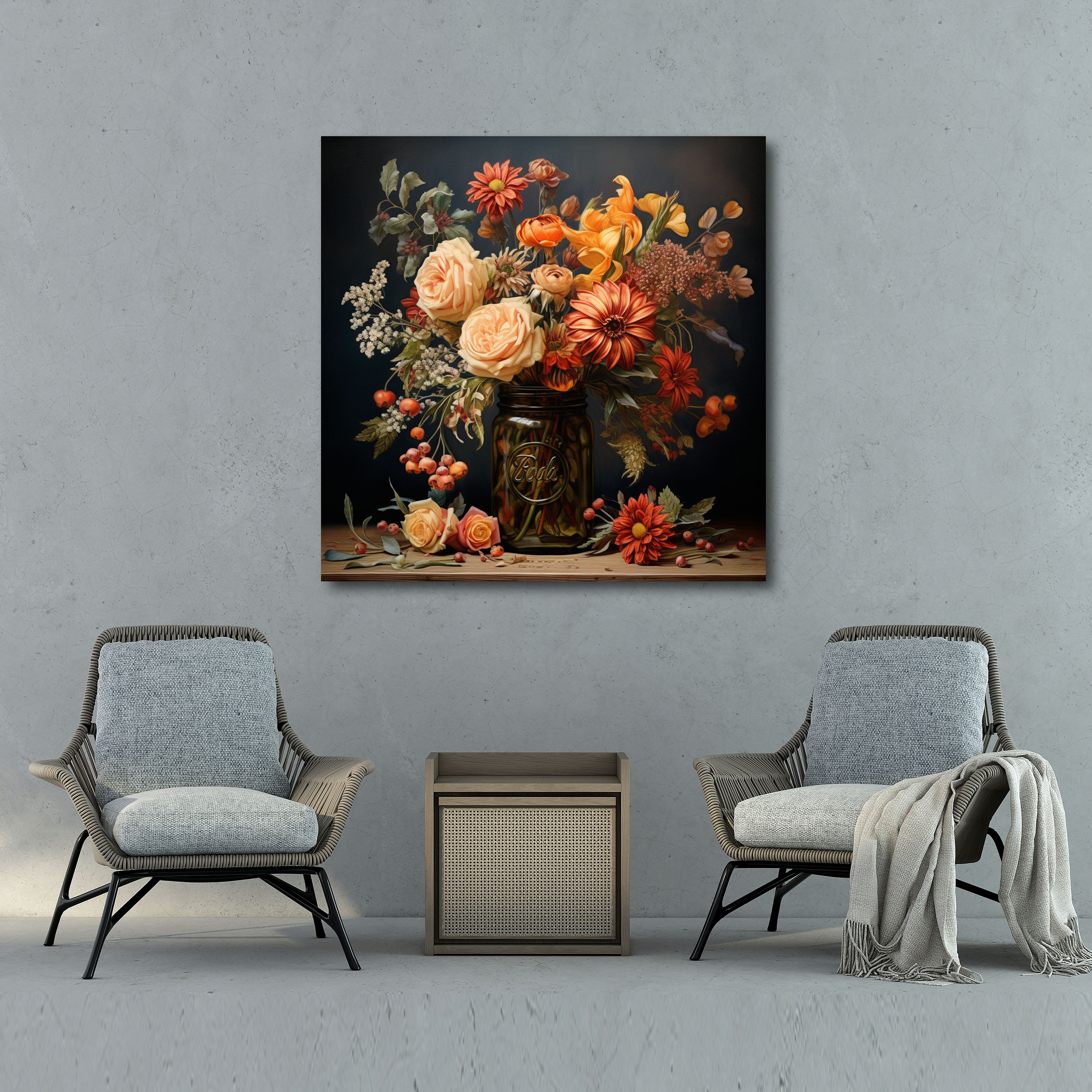 Vintage Autumn Flowers Wall Art - Autumn, Vintage-Style Artwork, Canvas, Canvas Wall Art