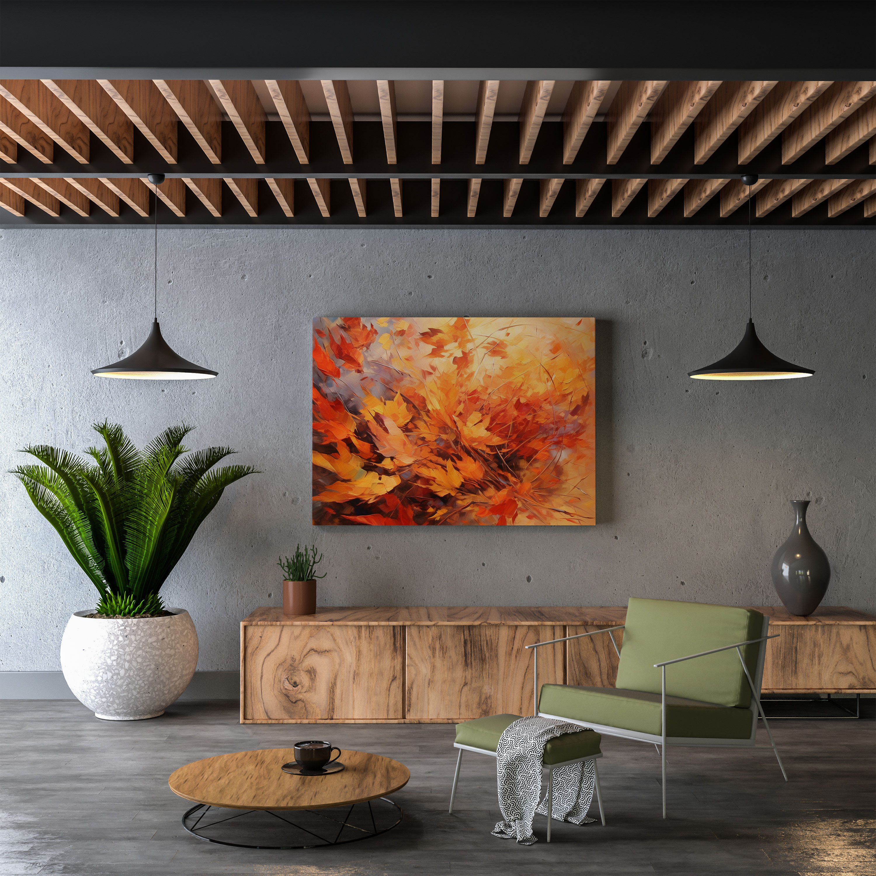 Abstract Autumn Leaves Canvas Print - Autumn, Canvas, Movement, Wall Art