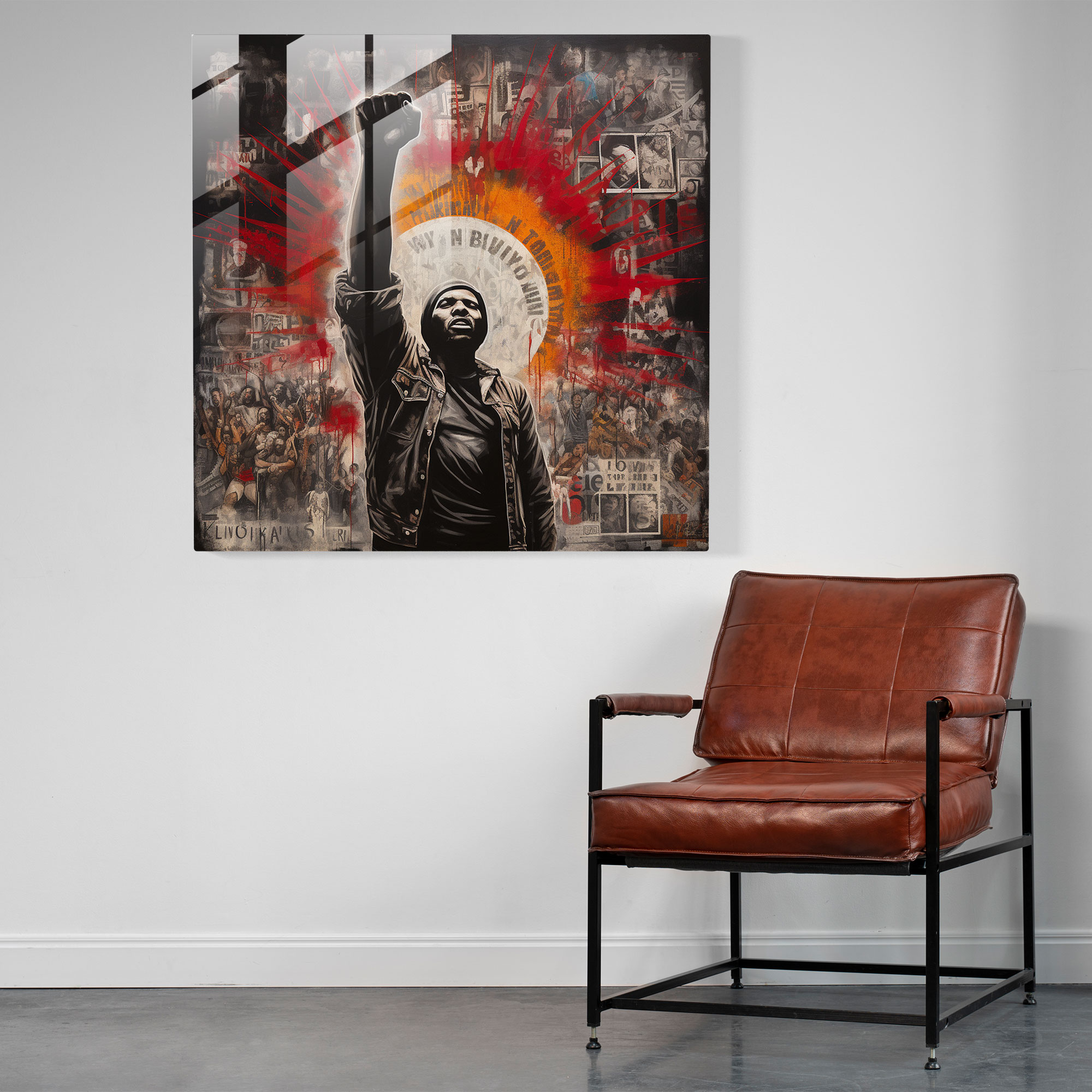 Politik İfade Cam Tablo - Basquiat Duvar Süsü Cam Duvar Sanatı Modern Sanat
