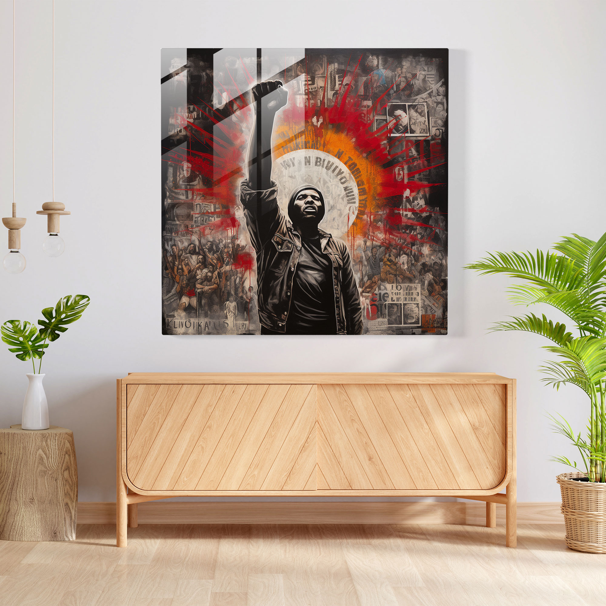 Politik İfade Cam Tablo - Basquiat Duvar Süsü Cam Duvar Sanatı Modern Sanat