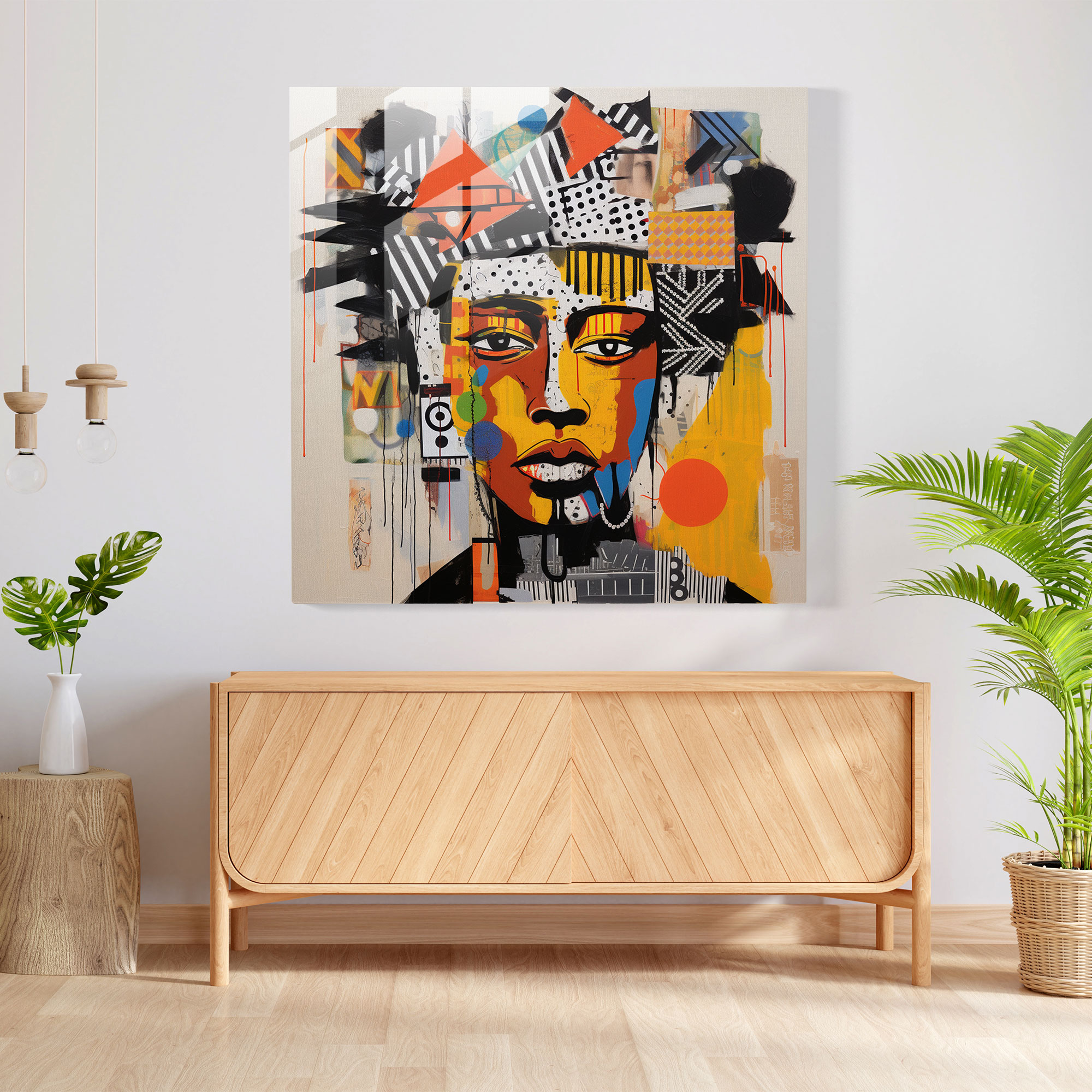 Graffiti Fusion Glass Print - Basquiat, Basquiat, Wall Decoration, Glass Wall Art