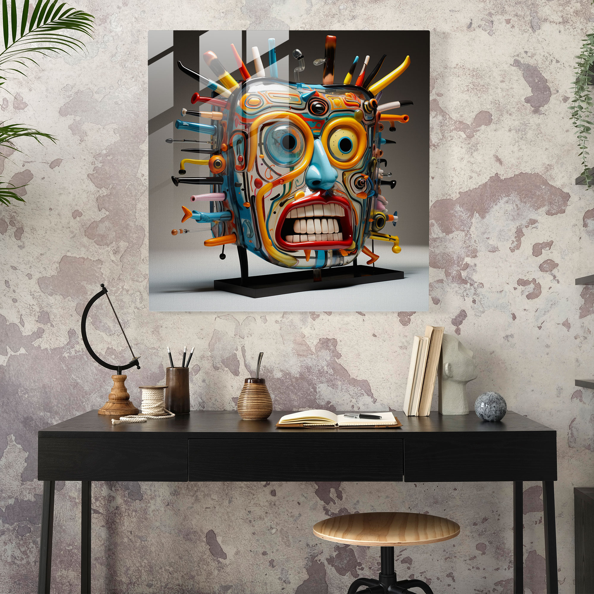 Whimsical Dreams Glass Print - Basquiat, Modern Art, Glass Print, Three-Dimensional Form