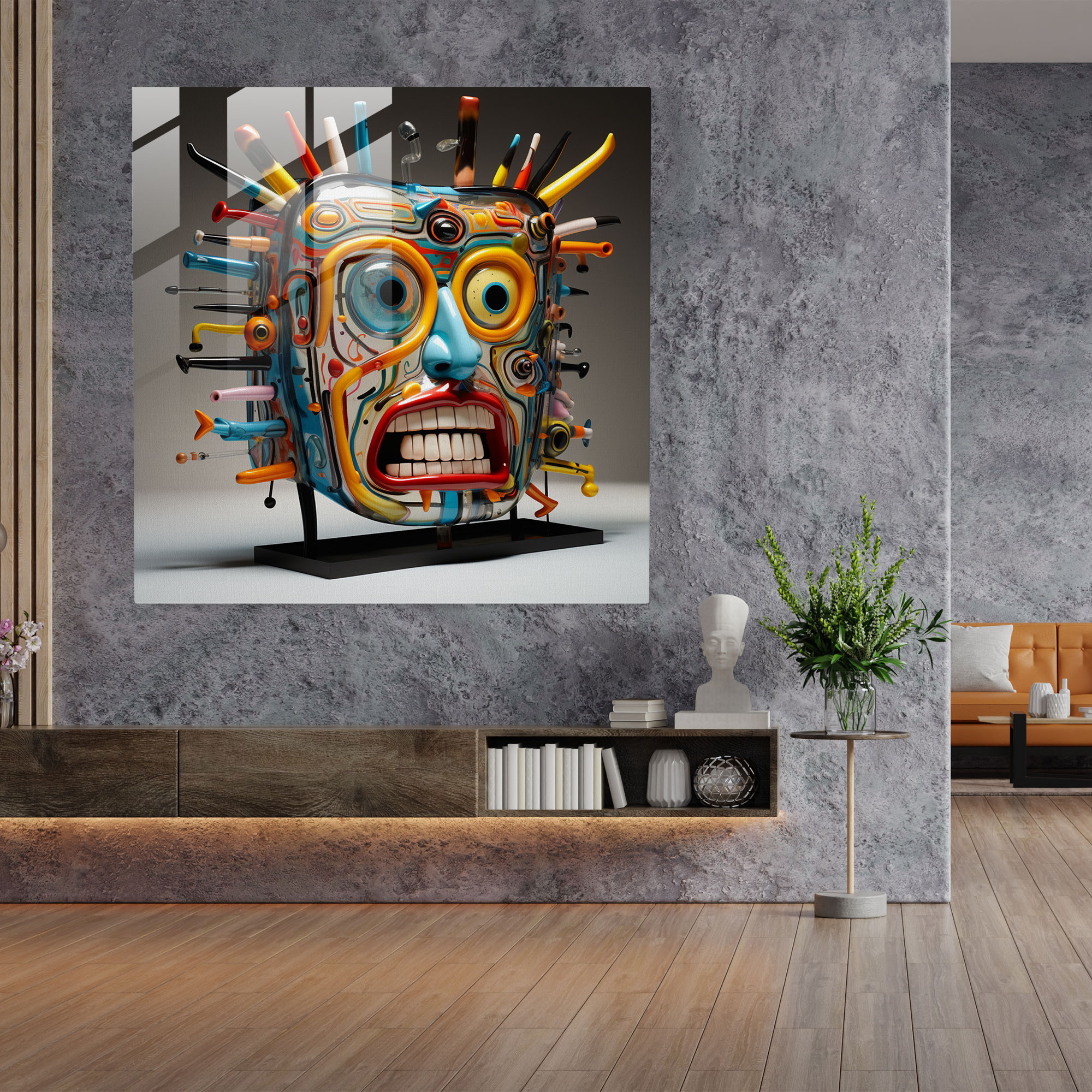 Whimsical Dreams Glass Print - Basquiat, Modern Art, Glass Print, Three-Dimensional Form