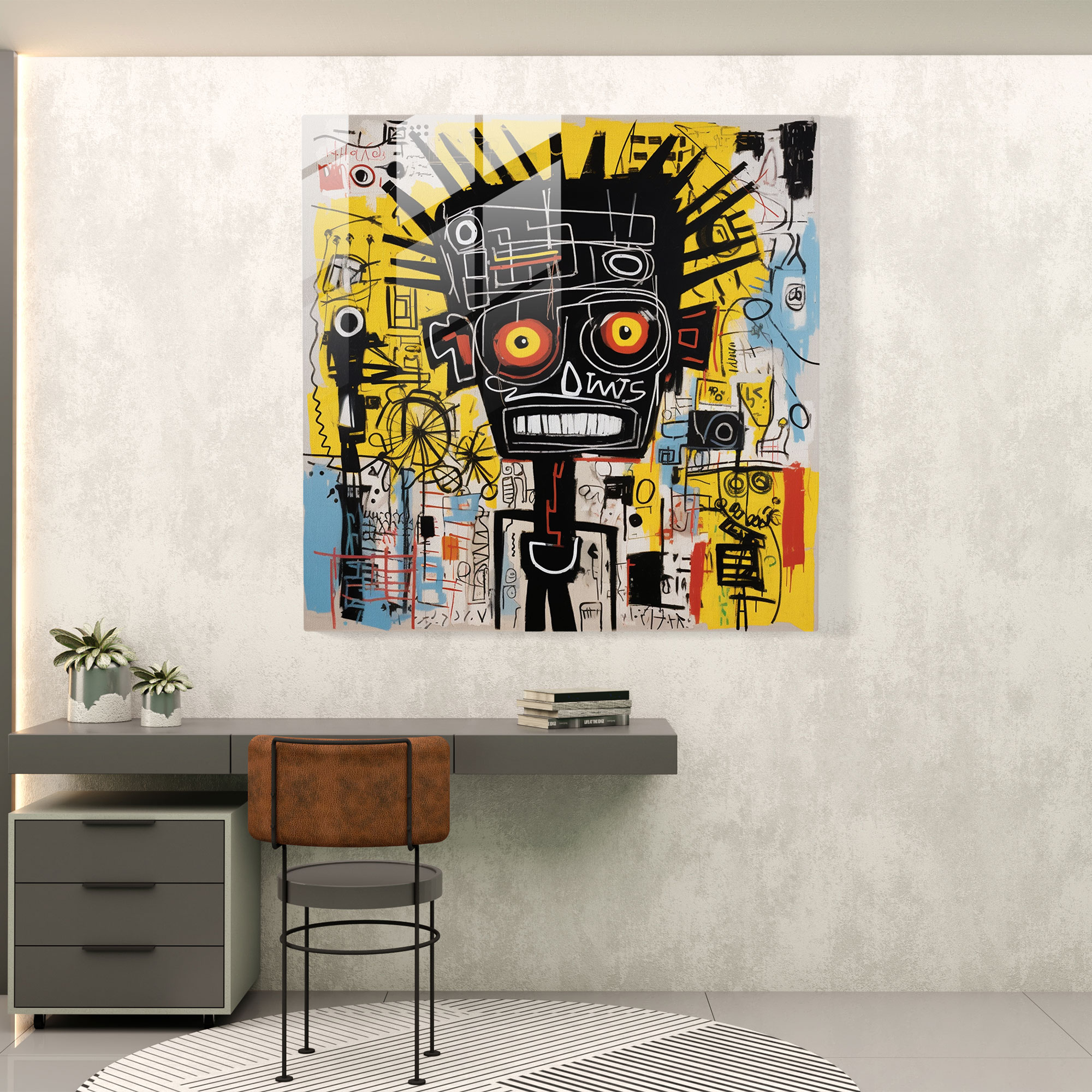 Typography Inspired Glass Print - Basquiat, Glass Wall Art, Wall Decoration, Powerful