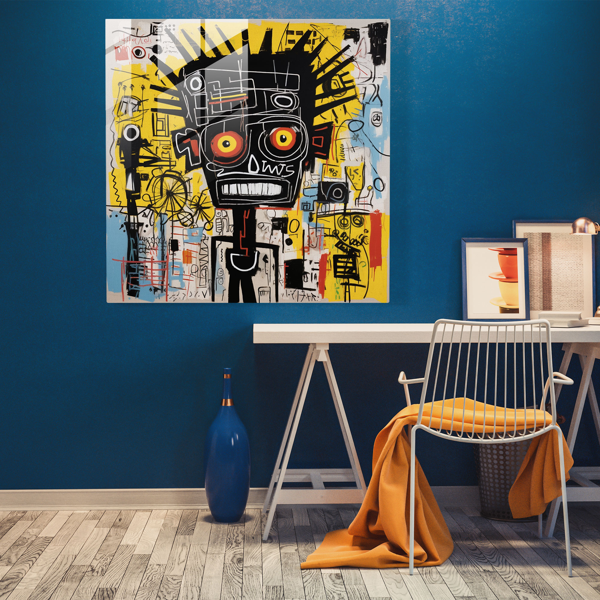 Typography Inspired Glass Print - Basquiat, Glass Wall Art, Wall Decoration, Powerful