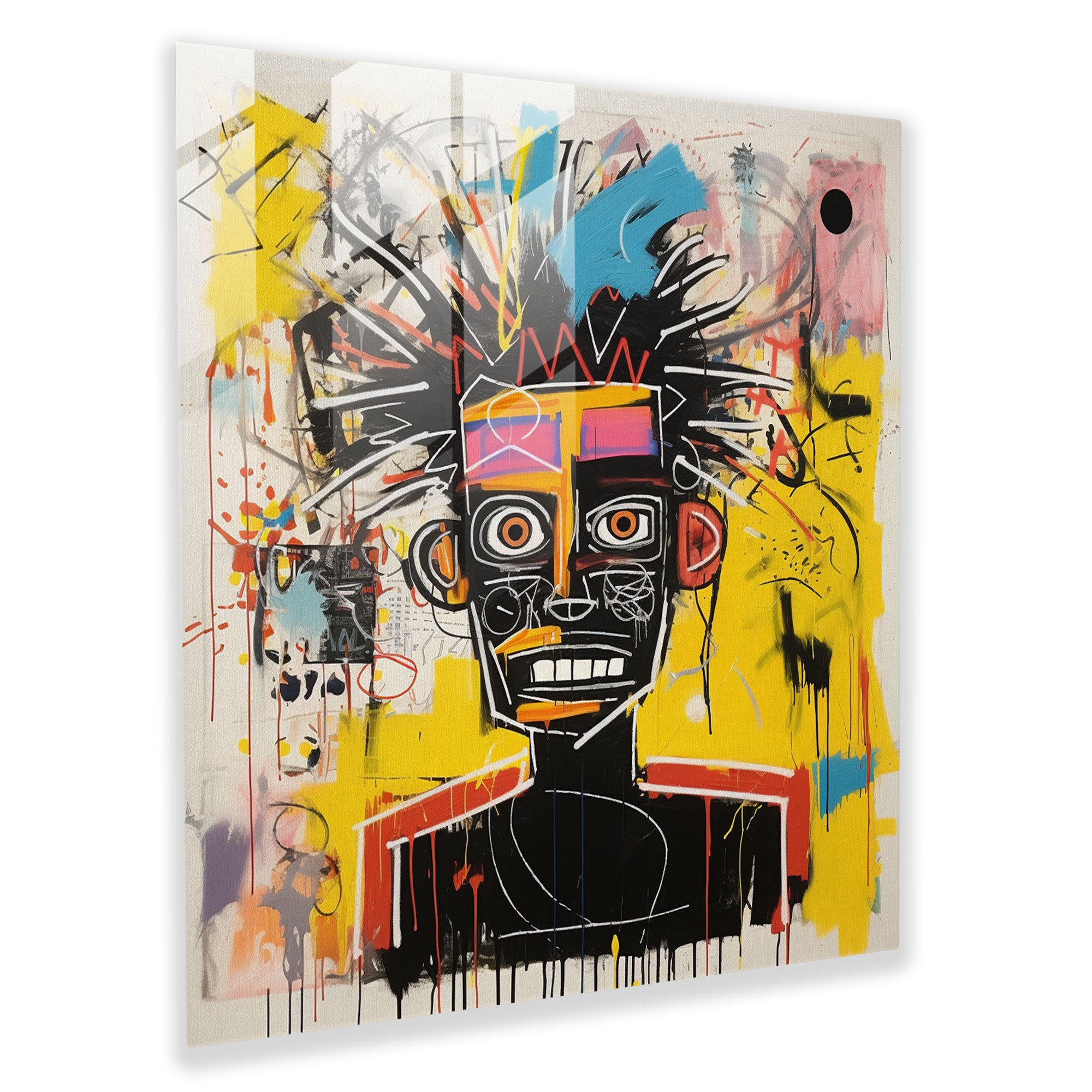 Patlayıcı Renkler Cam Tablo - Basquiat Göz Alıcı Patlayıcı Renkler Büyüleyici