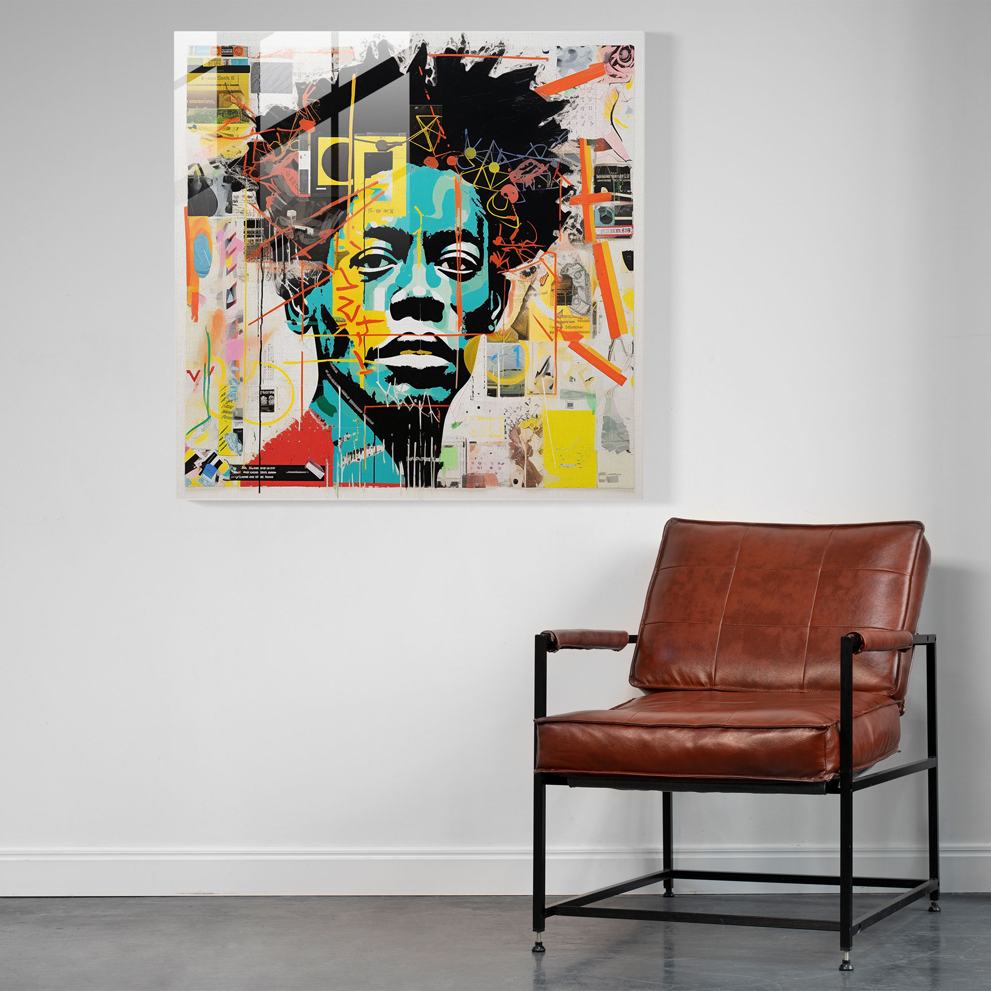 Basquiat Inspired Glass Collage - Basquiat, Symbols, Collage Artwork, Home Decoration