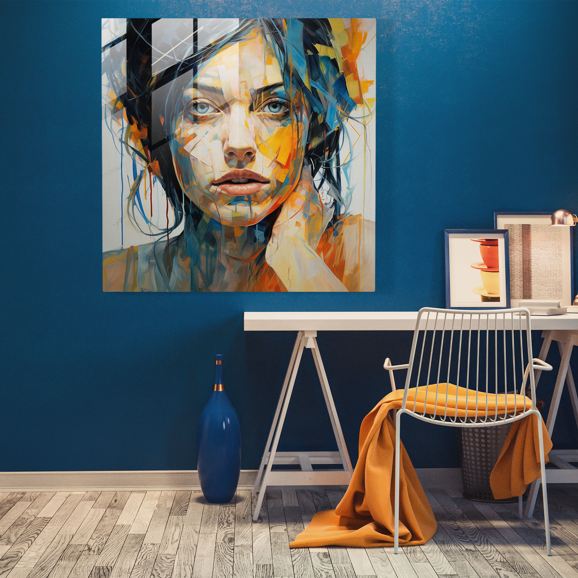 Basquiat Inspired Glass Portrait - Basquiat, Wall Decoration, Modern Art, Vibrant Colors