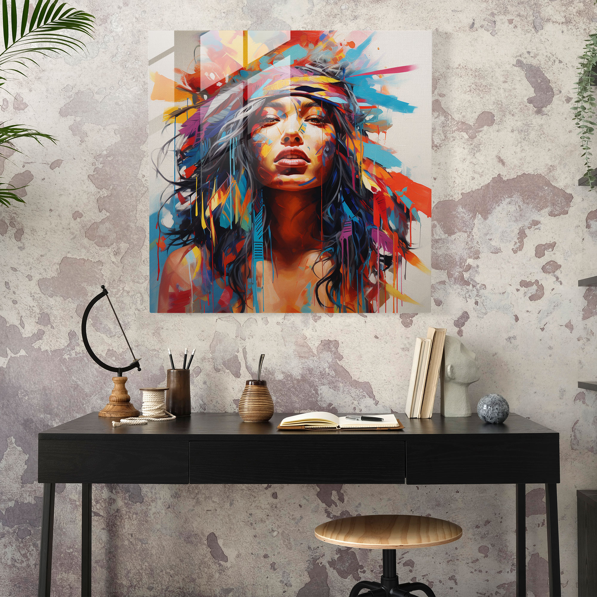 Basquiat Inspired Glass Print - Visual Explosion - Basquiat, Basquiat, Home Decoration, Visually Explosive Artwork