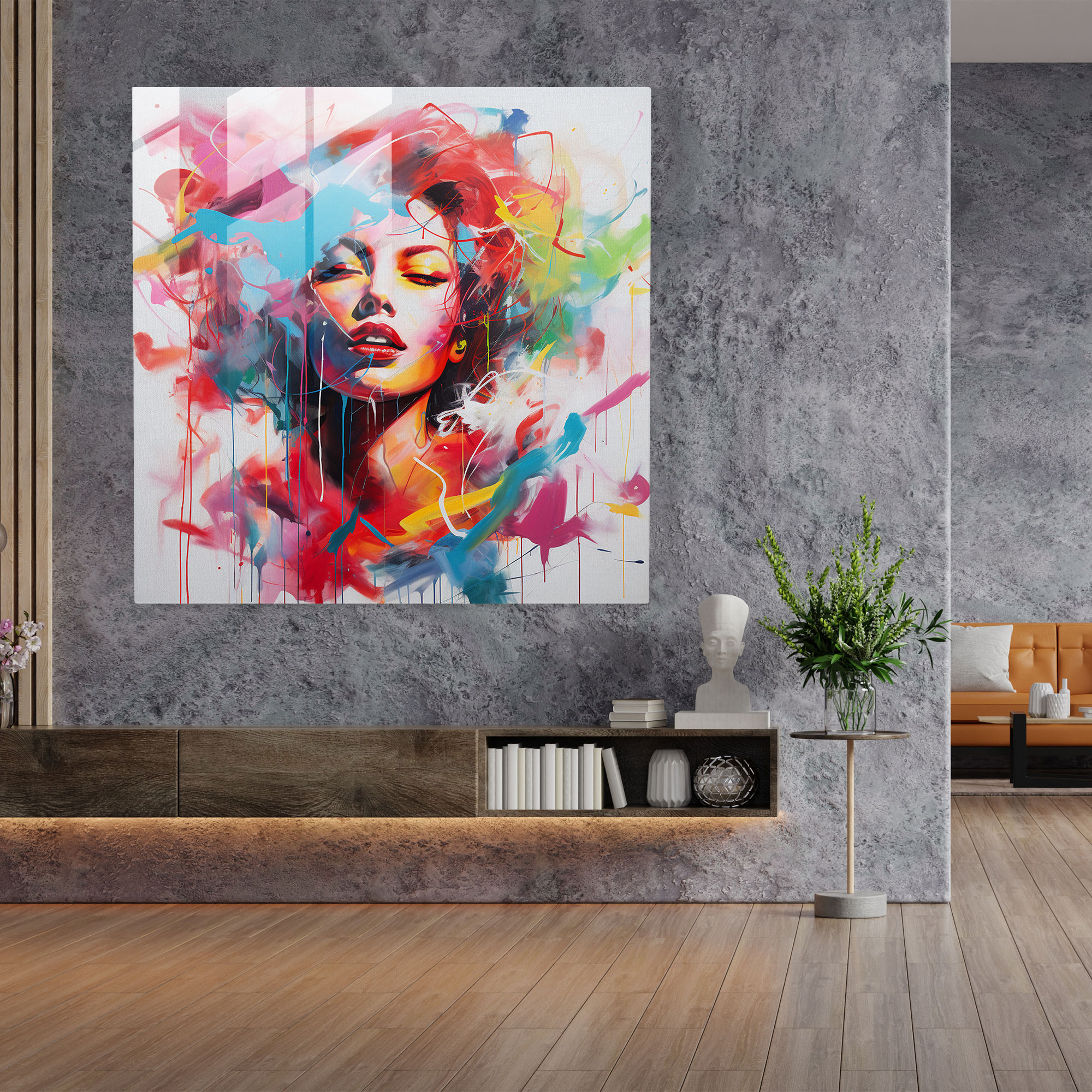 Basquiat Inspired Glass Print - Iconic Symbols - Basquiat, Glass Print, Basquiat, Home Decoration