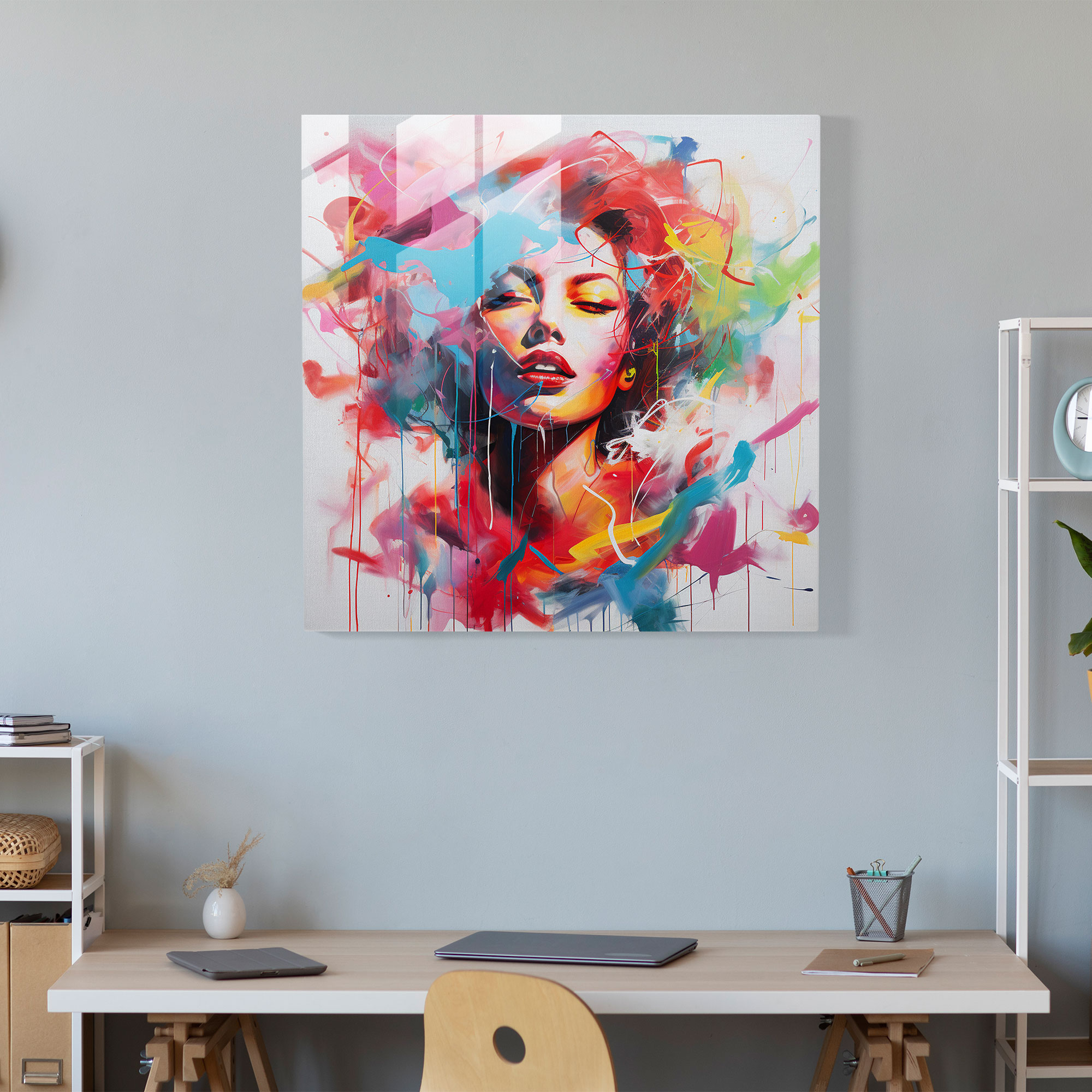 Basquiat Inspired Glass Print - Iconic Symbols - Basquiat, Glass Print, Basquiat, Home Decoration