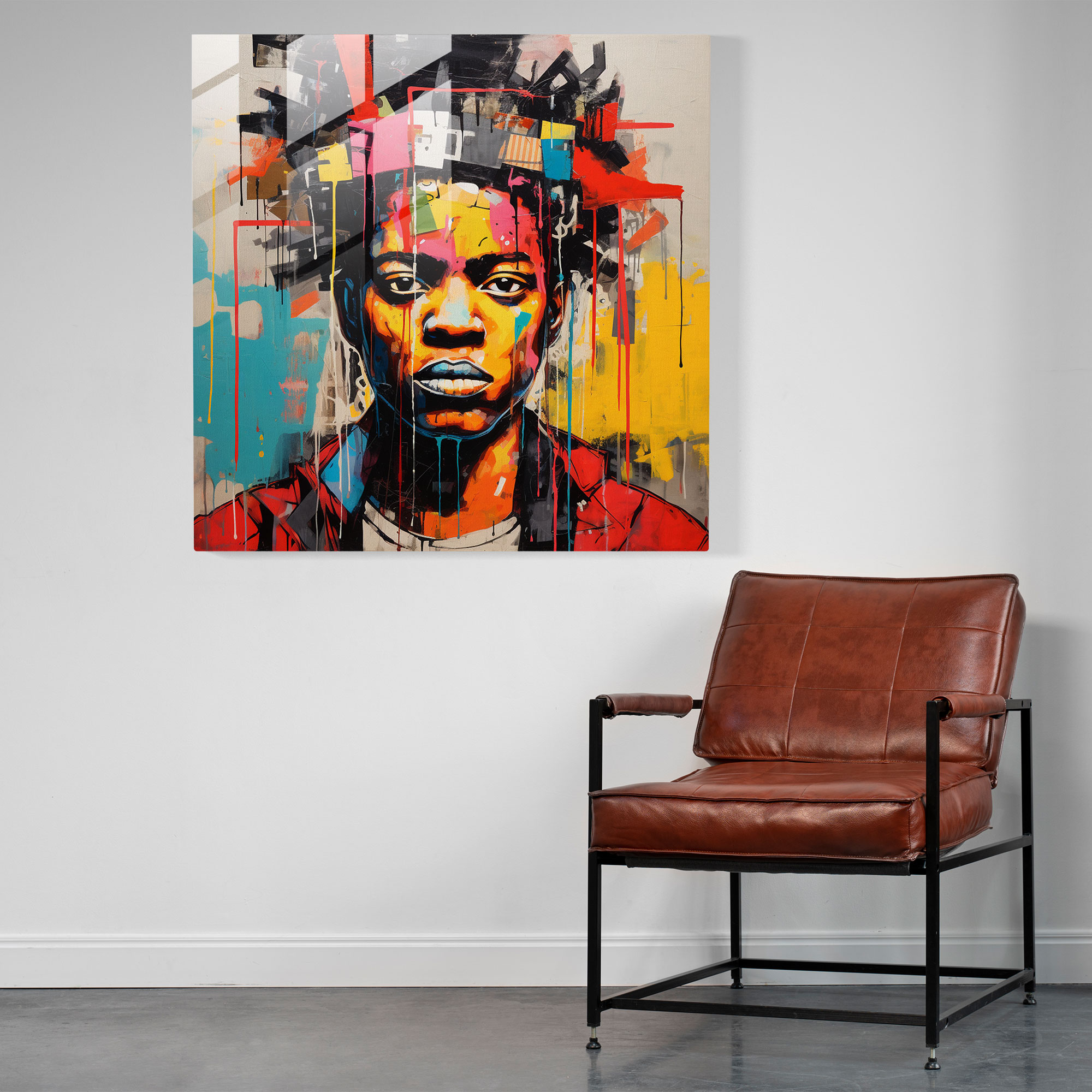 Basquiat Visions Glass Print - Basquiat, Wall Decoration, Glass Wall Art, Impactful
