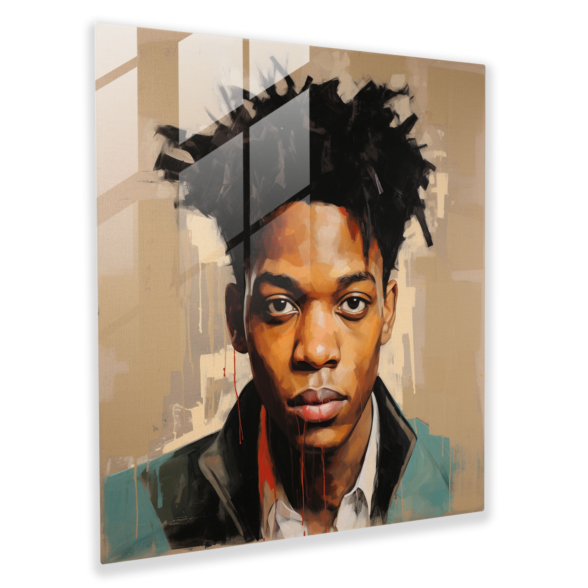 Basquiat Portre Cam Tablo - Duvar Dekorasyonu Portre Sanatı