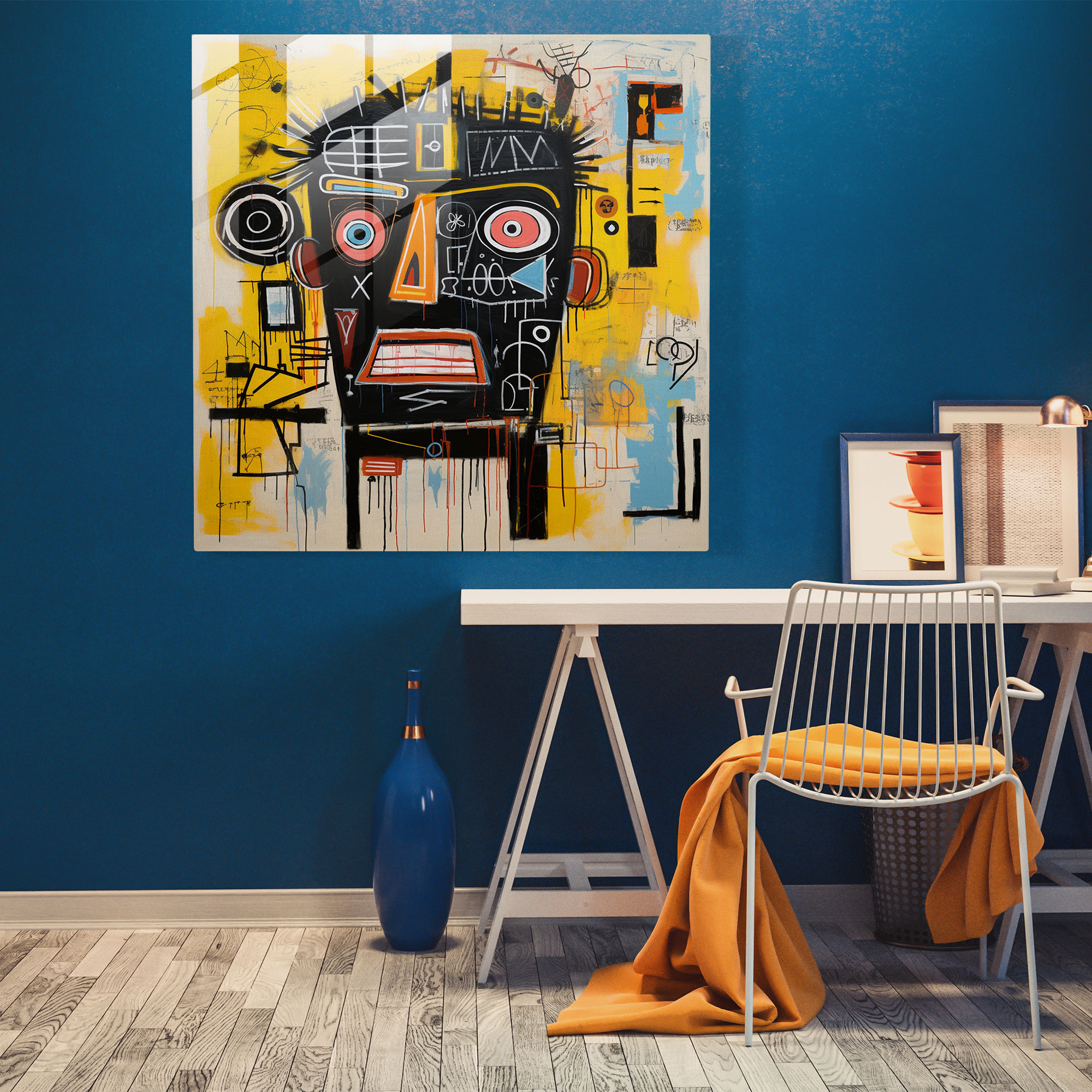 Basquiat Surrealism Glass Print - Basquiat, Glass Print, Glass Wall Art, Glass Art