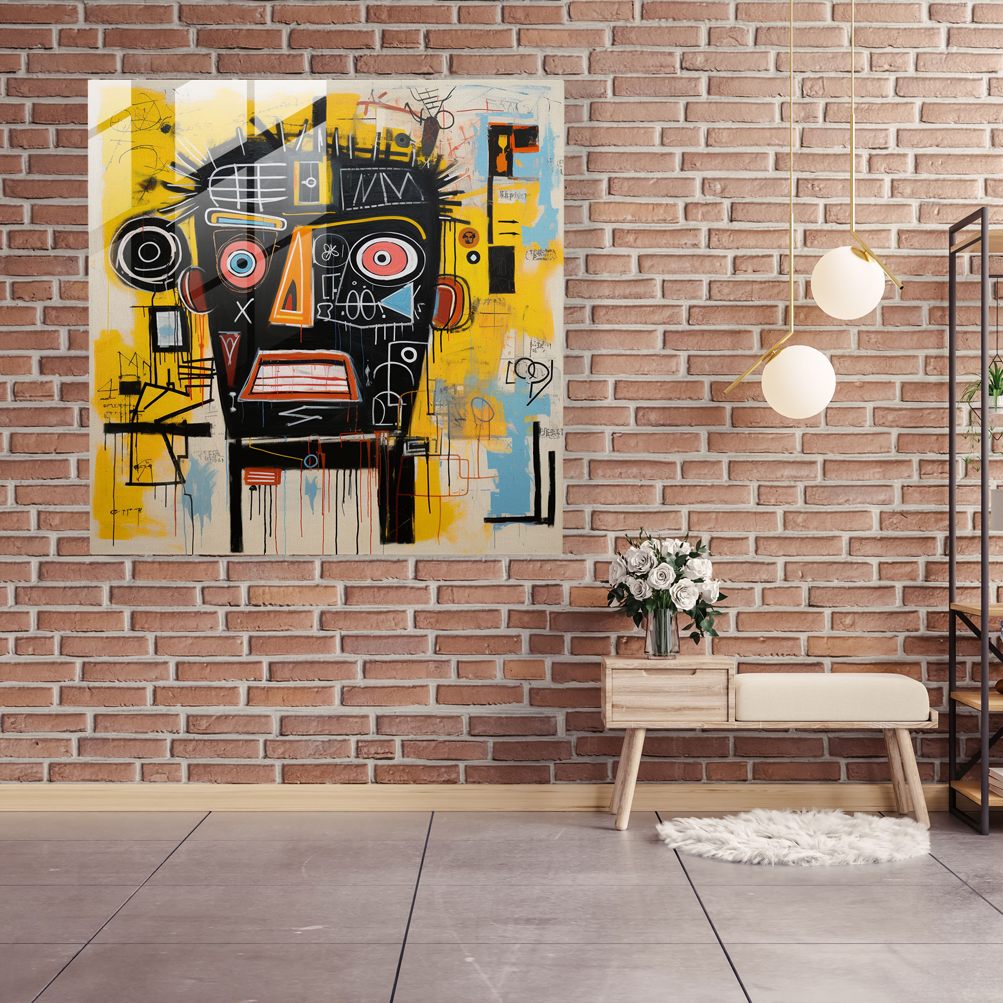 Basquiat Surrealism Glass Print - Basquiat, Glass Print, Glass Wall Art, Glass Art