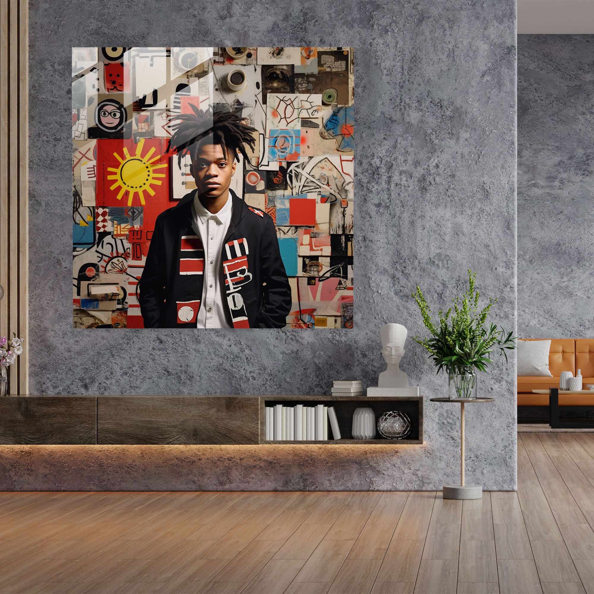 Basquiat-Inspired Glass Print - Basquiat, Glass Art, Basquiat, Home Decoration