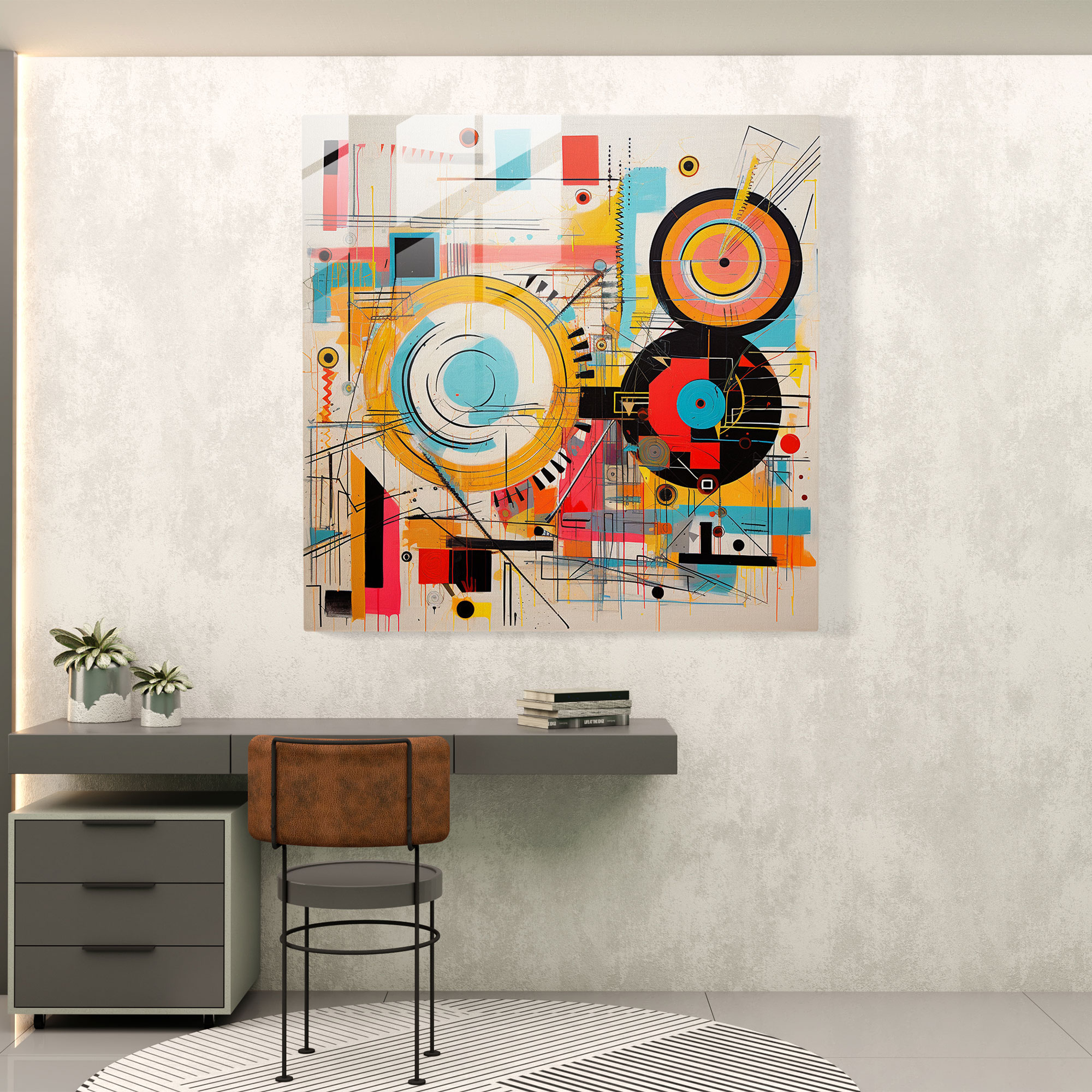 Basquiat-Inspired Glass Print - Basquiat, Home Decoration, Basquiat, Geometric Abstraction