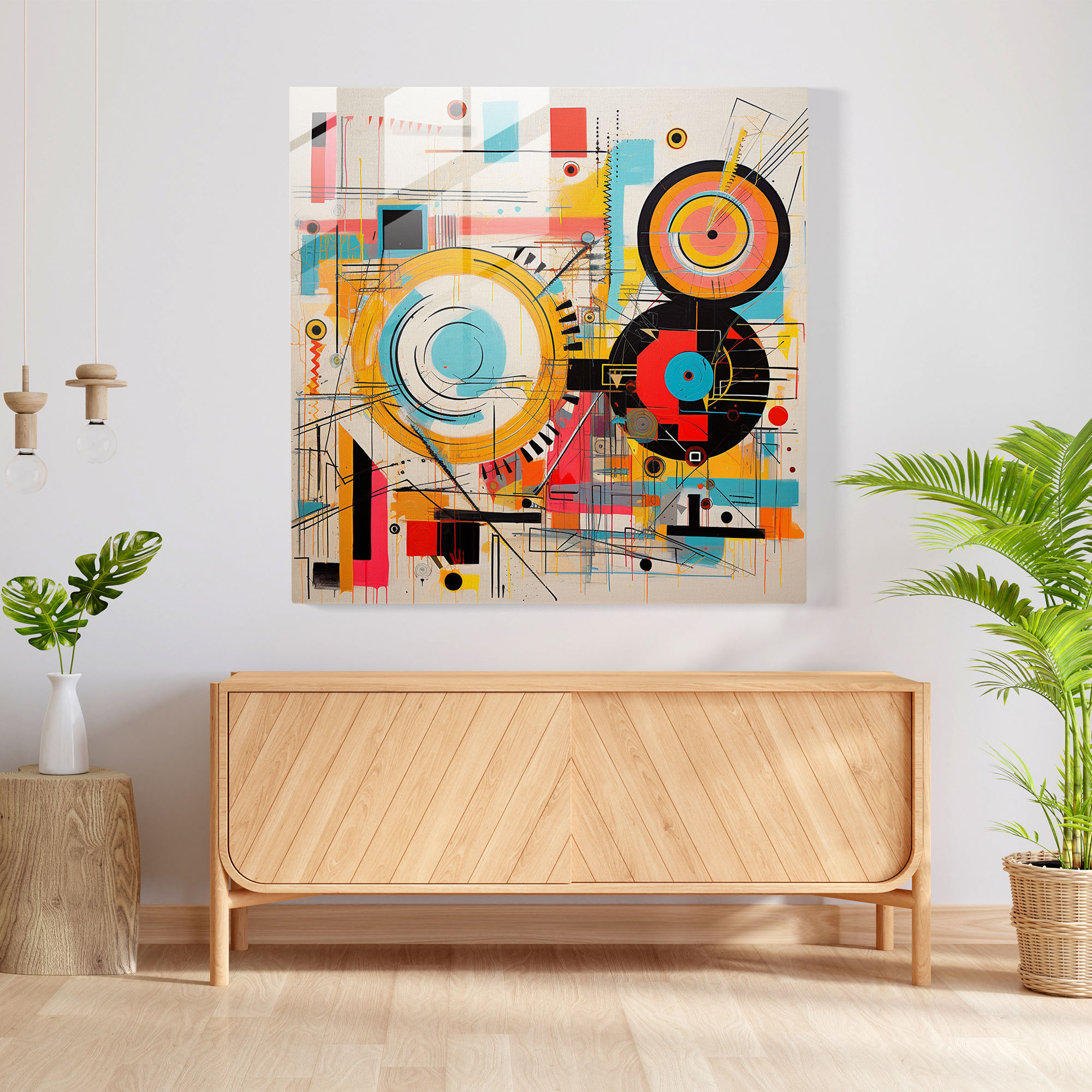 Basquiat-Inspired Glass Print - Basquiat, Home Decoration, Basquiat, Geometric Abstraction
