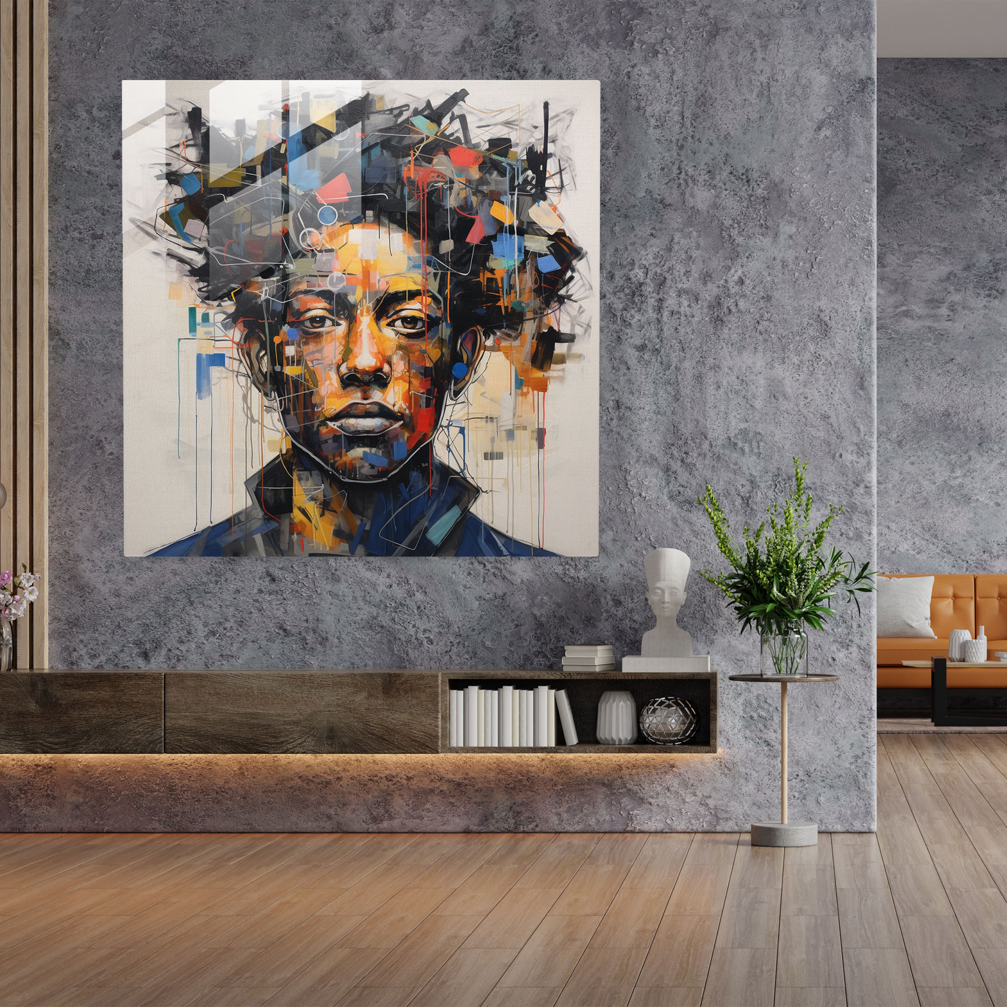 Basquiat İlhamlı Cam Tablo - Sanatsal Duyarlılıklar Cam Duvar Sanatı