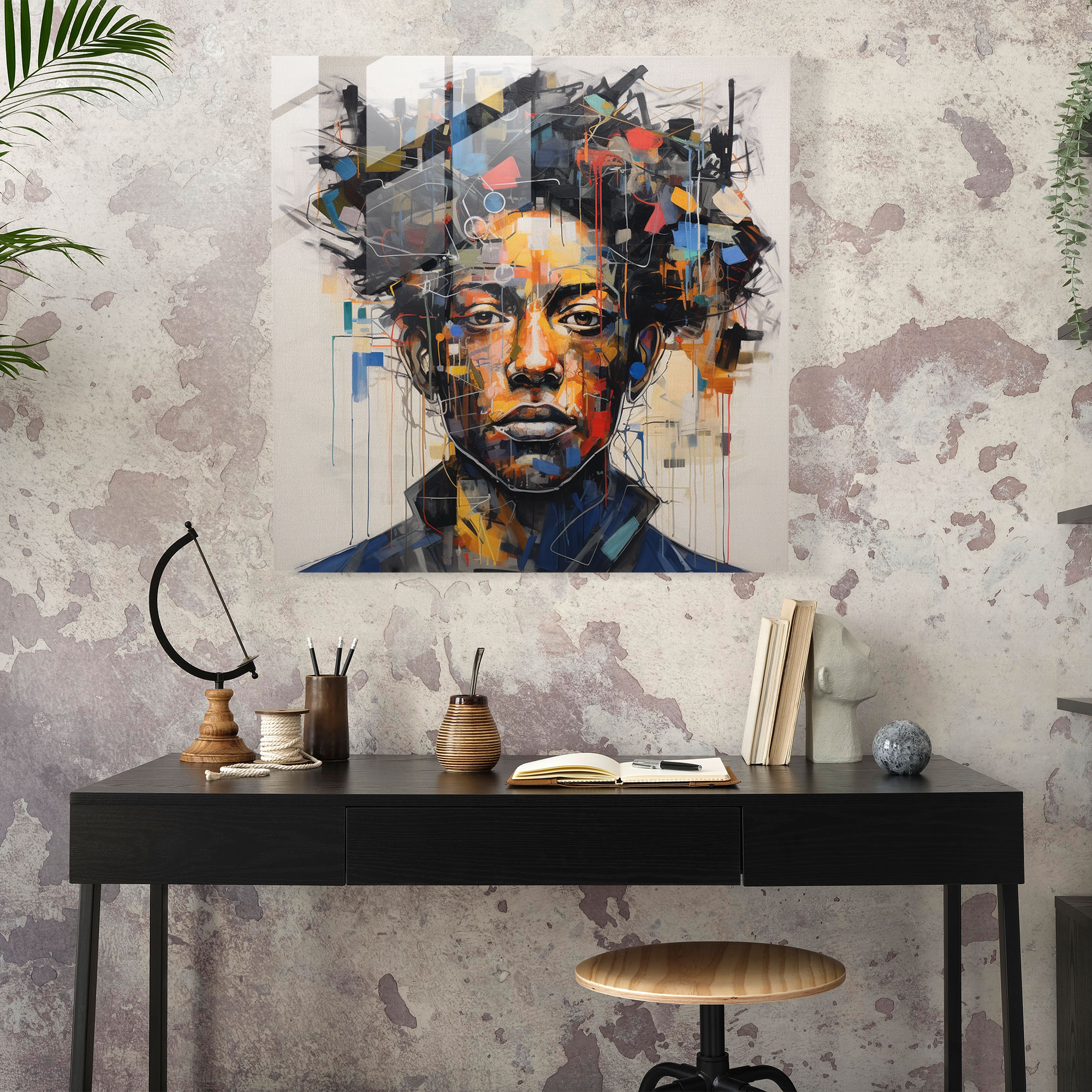 Basquiat İlhamlı Cam Tablo - Sanatsal Duyarlılıklar Cam Duvar Sanatı