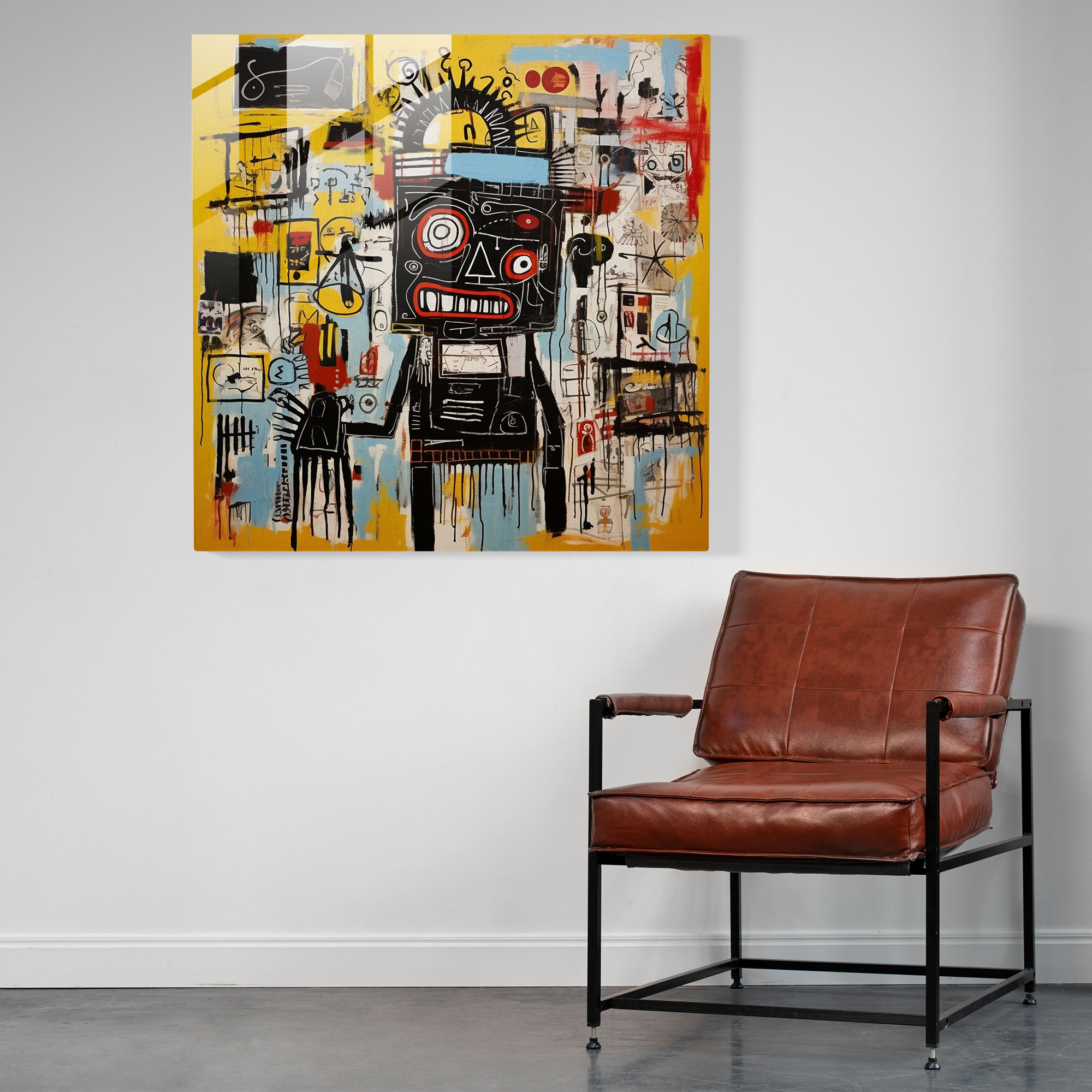 Basquiat Glass Print - Symbolic Icons - Basquiat, Glass Wall Art, Basquiat, Iconography