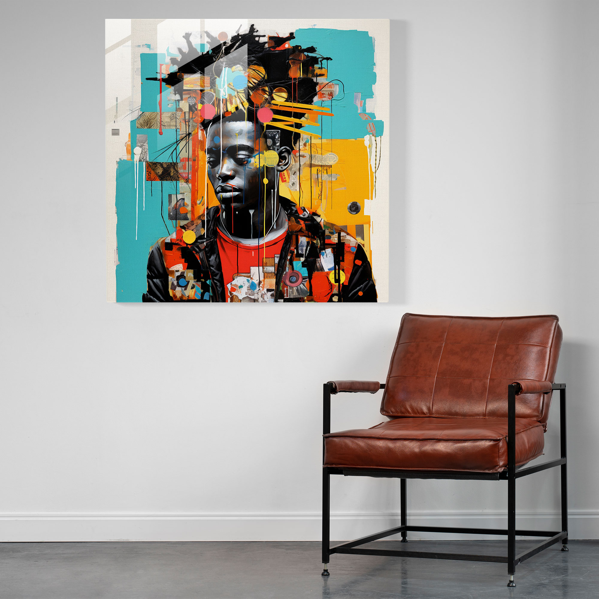 Basquiat Glass Print - Eclectic Collage - Basquiat, Modern Art, Glass Print, Vibrant