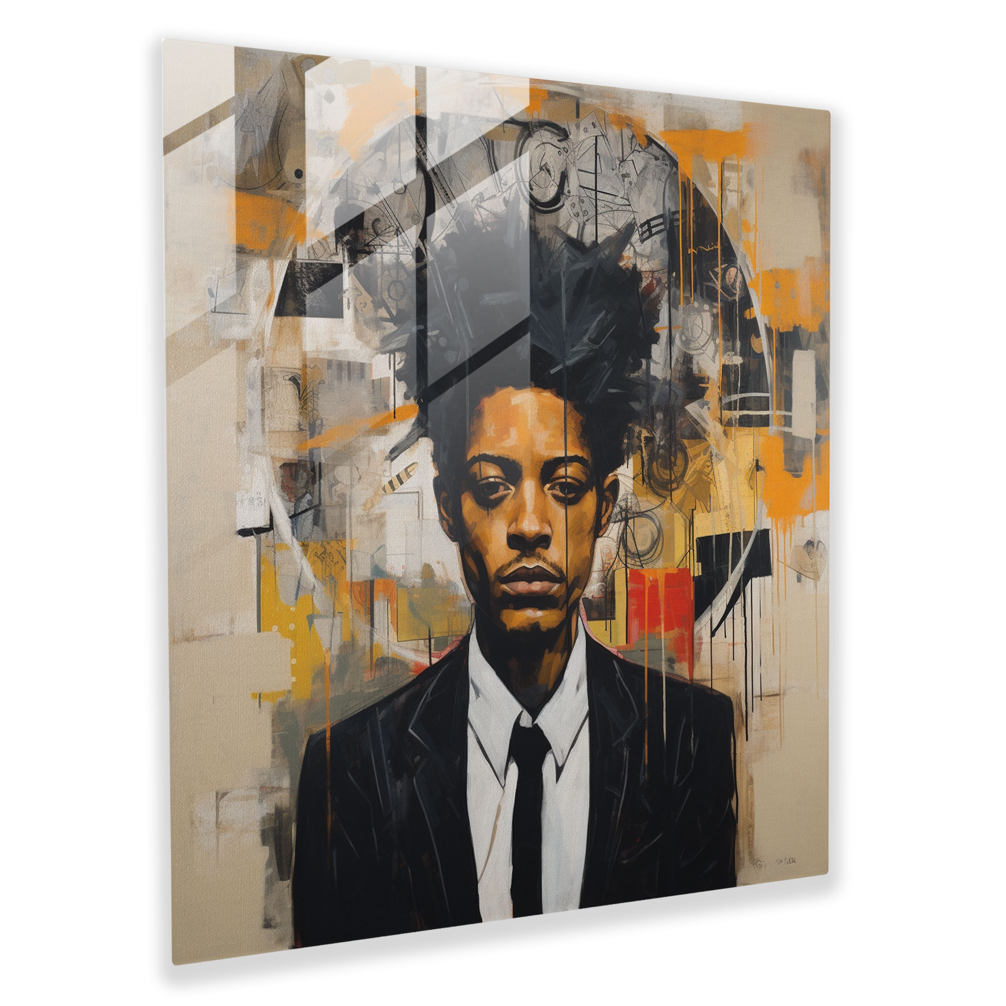 Basquiat Glass Print - Symbolic Contemplation - Basquiat, Symbolism, Basquiat, Wall Decoration