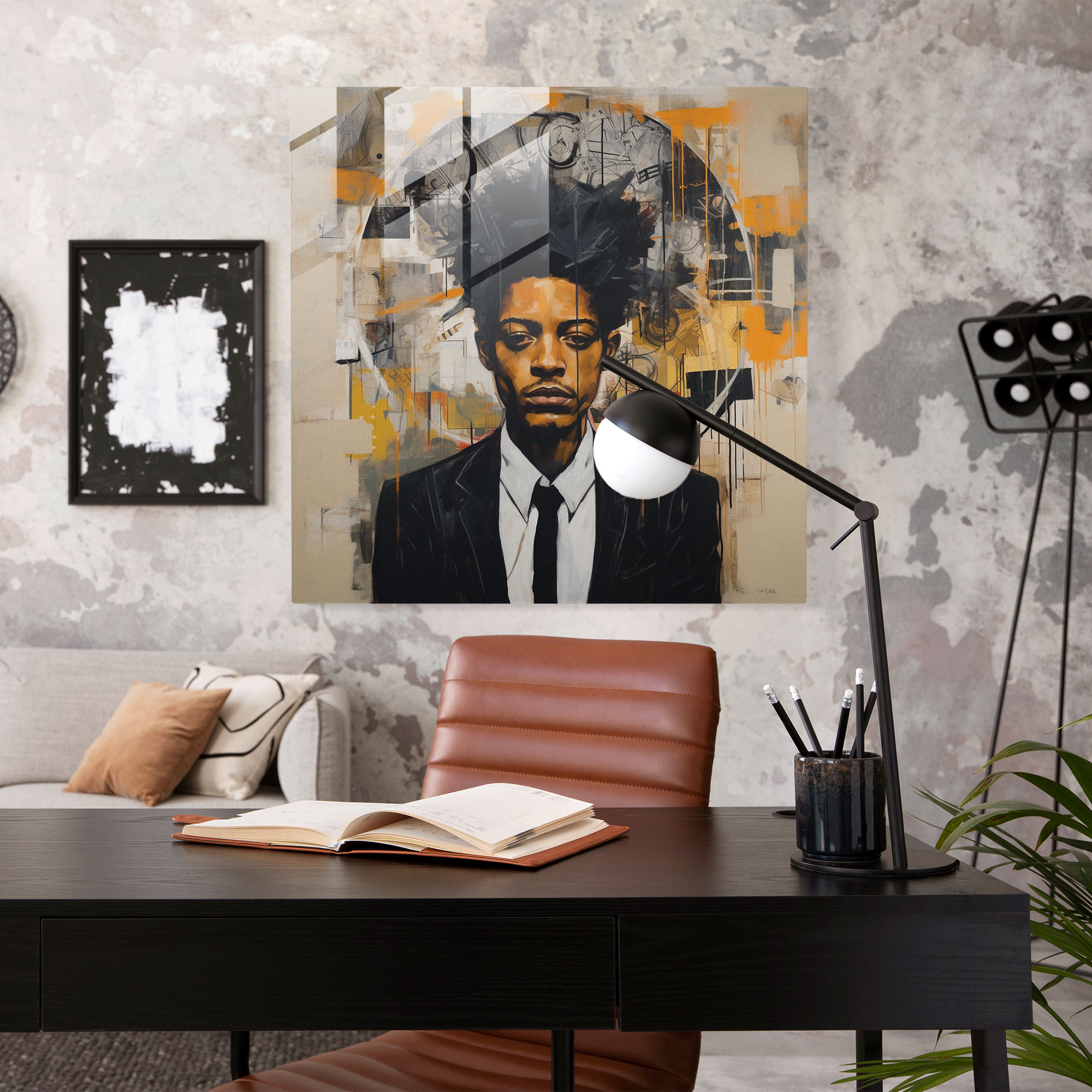 Basquiat Glass Print - Symbolic Contemplation - Basquiat, Symbolism, Basquiat, Wall Decoration