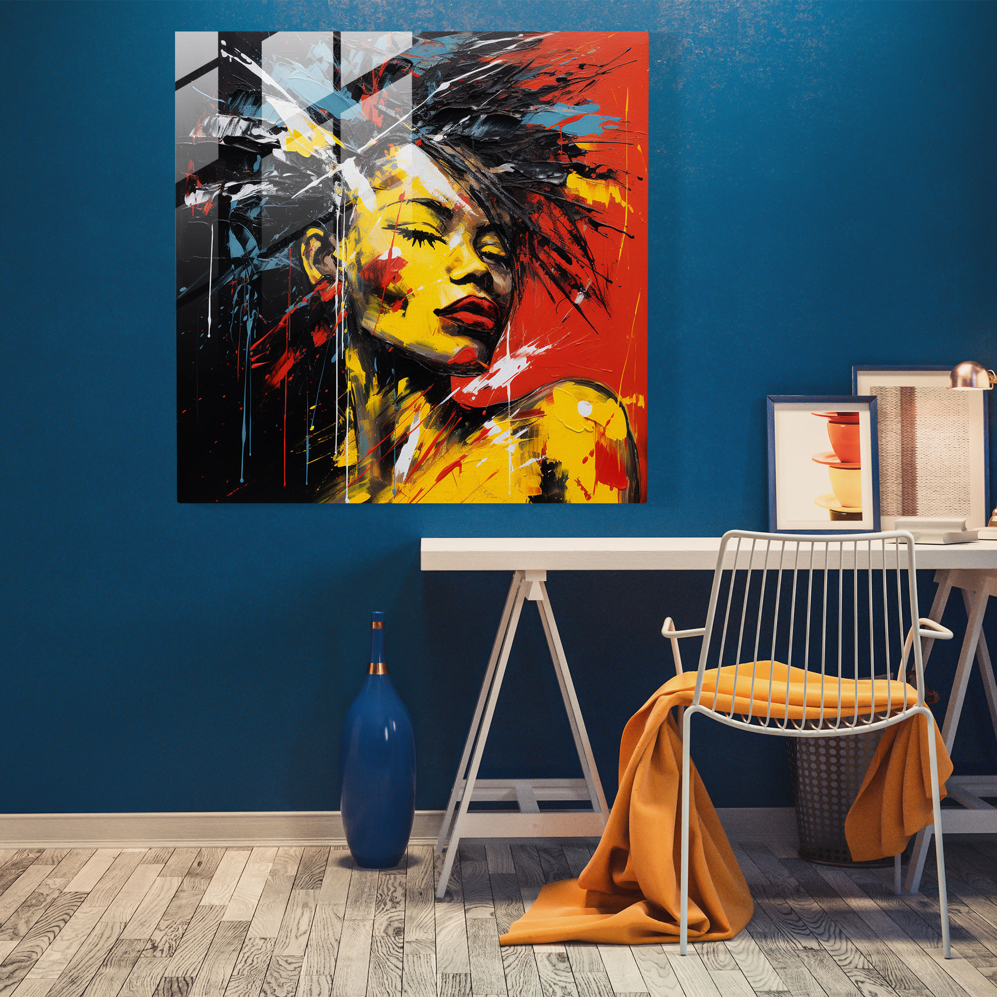 Basquiat Glass Print - Textured Brushstrokes - Basquiat, Glass Print, Modern Art, Movement