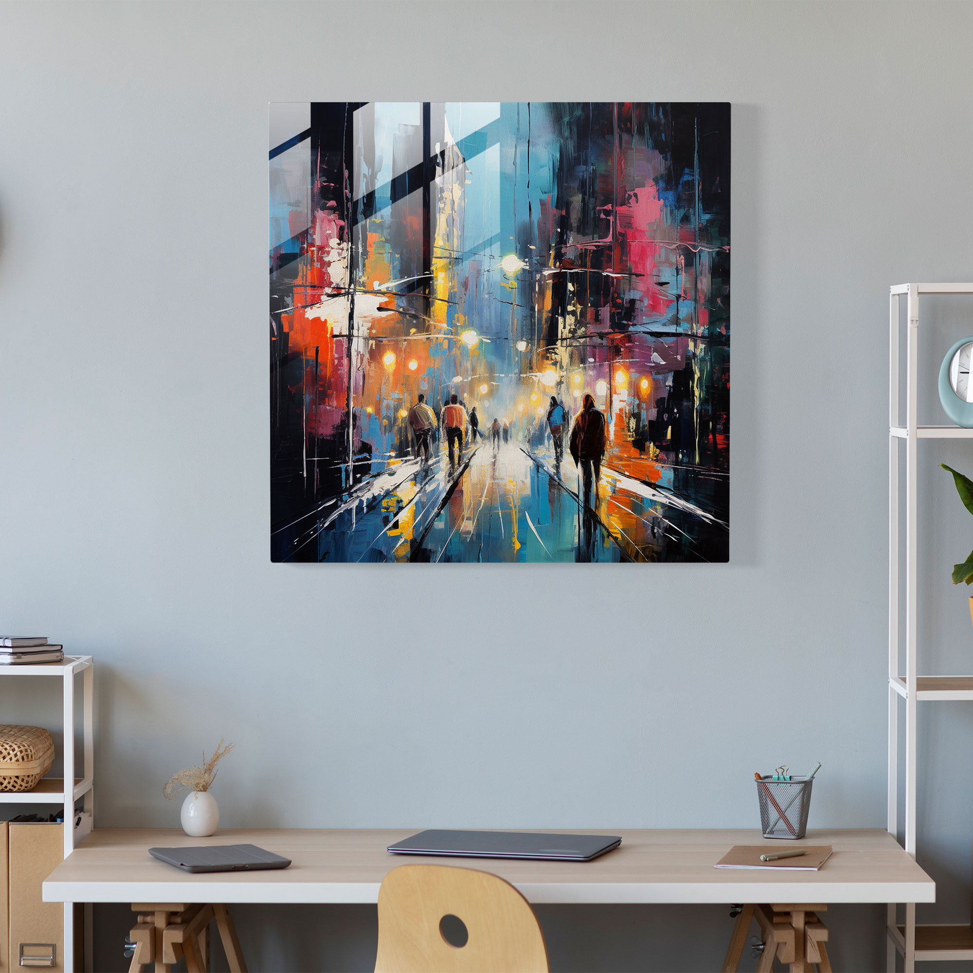 Basquiat Glass Print - City Nightlife - Basquiat, Wall Decoration, Glass Wall Art, Modern Art