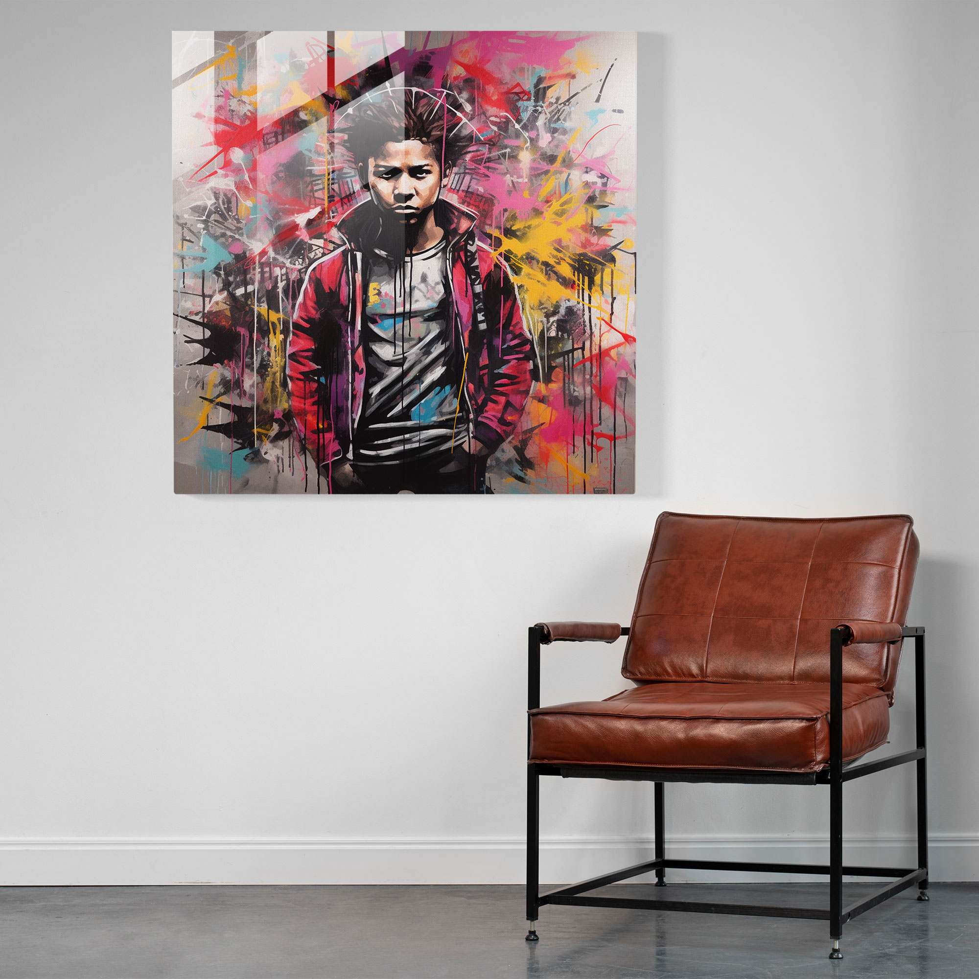 Basquiat Glass Print - Rebellious Urban Art - Basquiat, Glass Wall Art, Graffiti, Modern Art